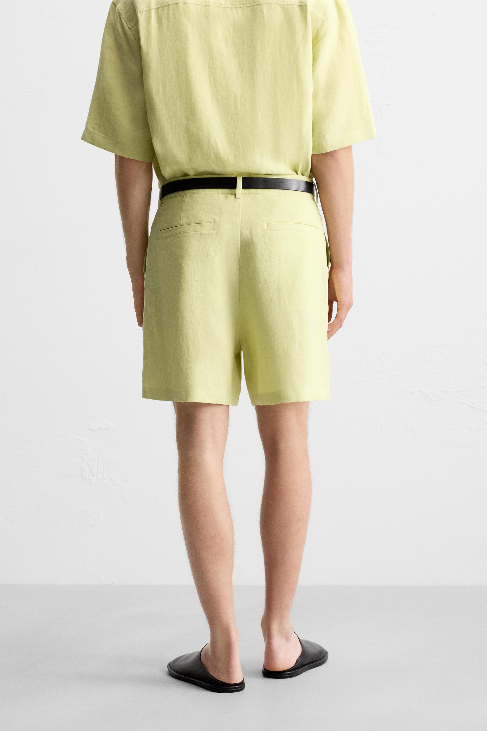 100% LINEN BERMUDA SHORTS Product Image