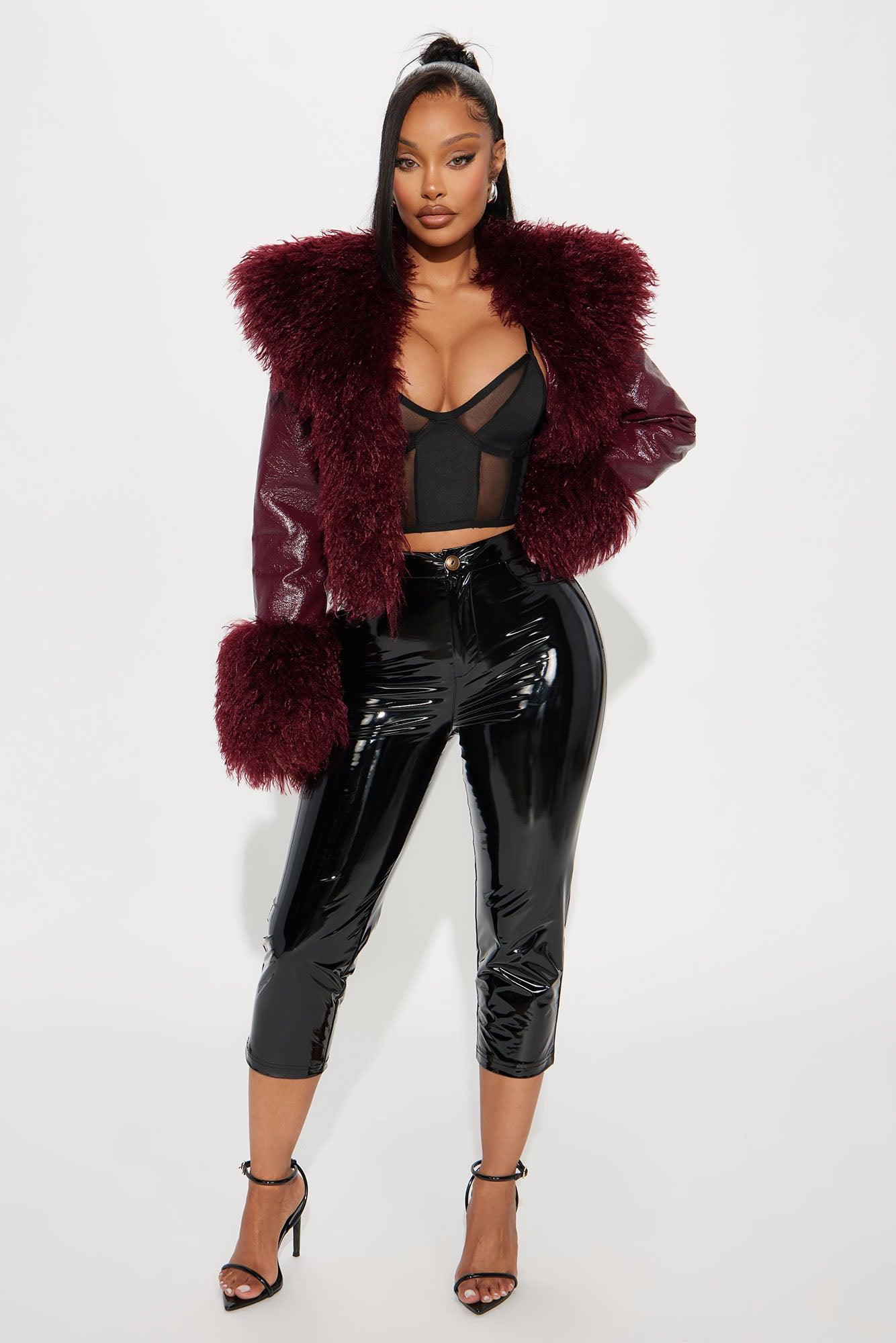 Late Night Texts Vinyl Capri Pant - Black Product Image