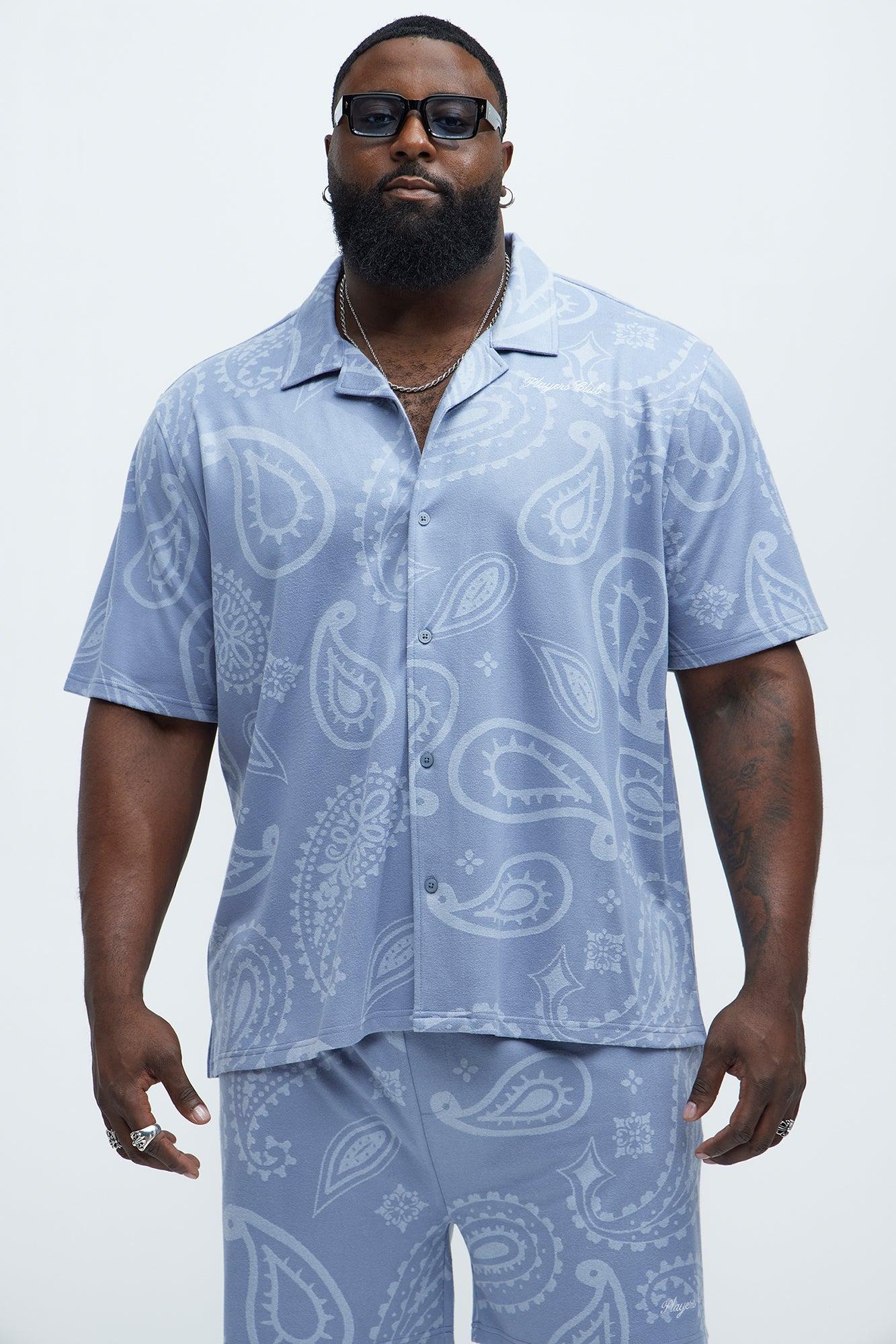 Heritage Paisley Short Sleeve Button Up - Light Blue Product Image