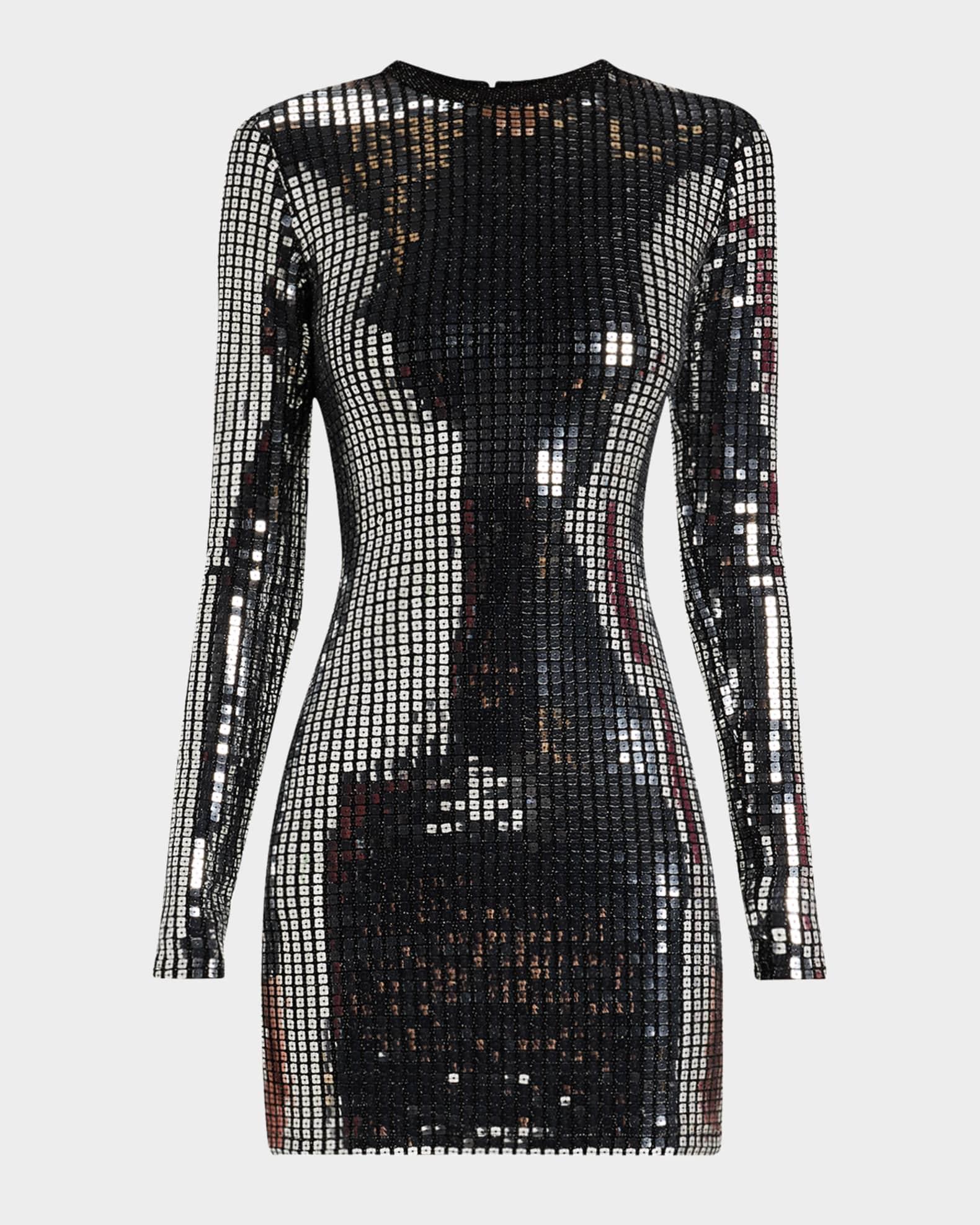 Disco Twiggy Sequined Long-Sleeve Mini Dress Product Image