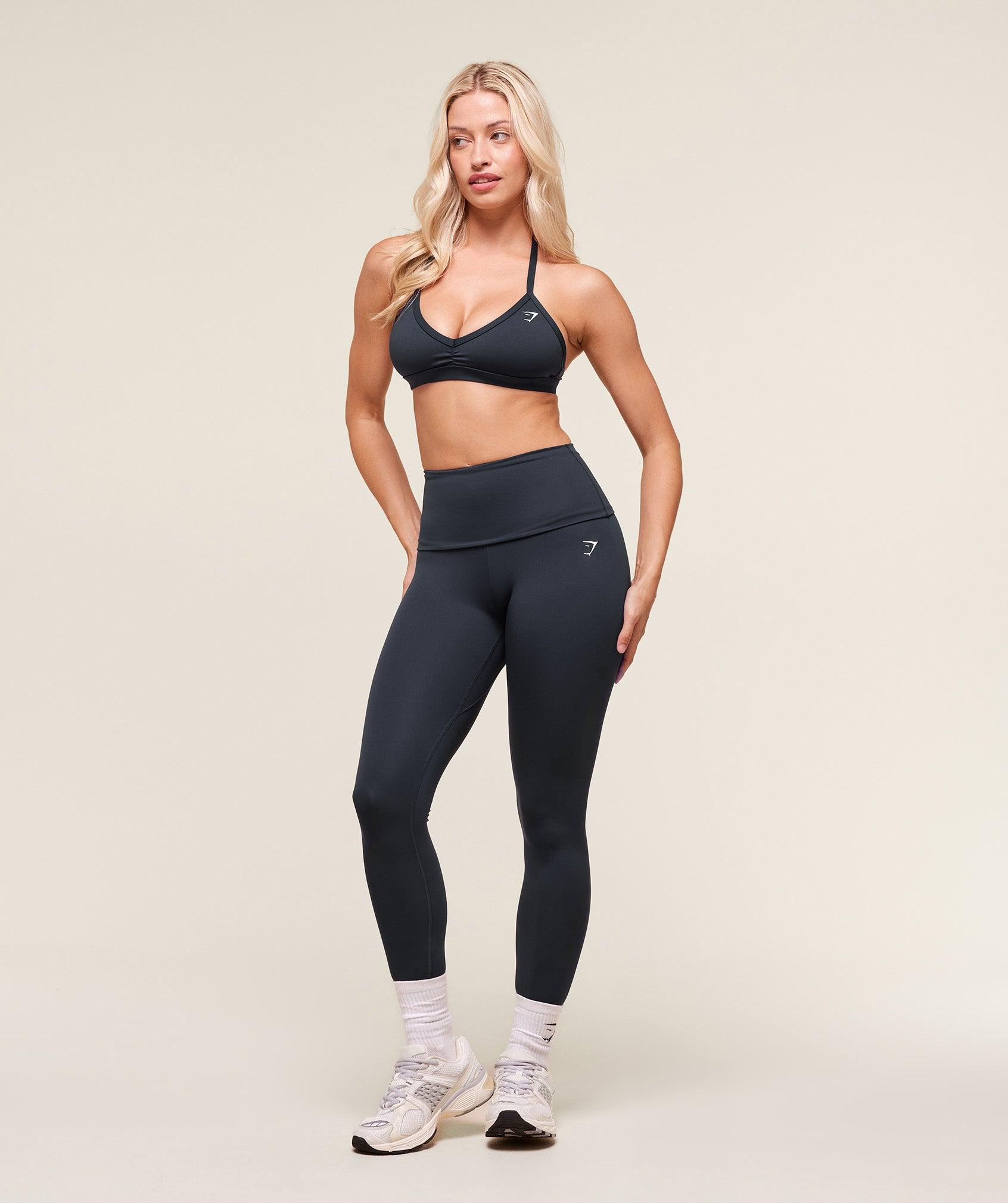 Gymshark Training Foldover Leggings - Heavy Blue Female Product Image