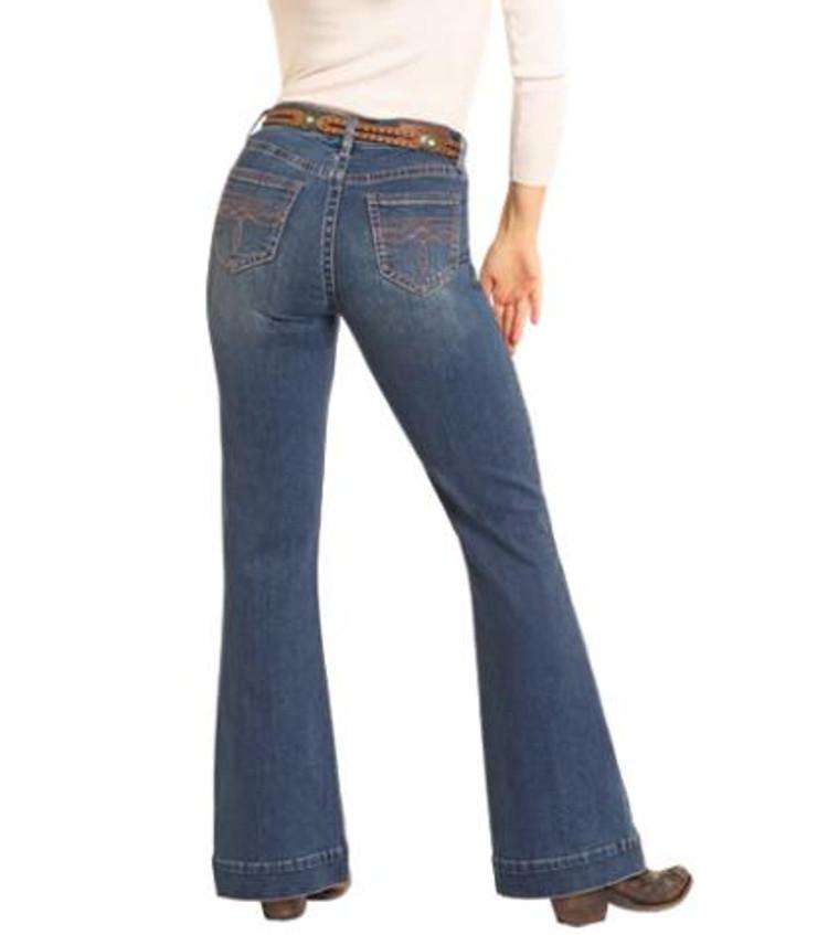 SALE Rock & Roll Denim® Ladies' MR Boot-Stitched Pocket Trouser Jeans Product Image