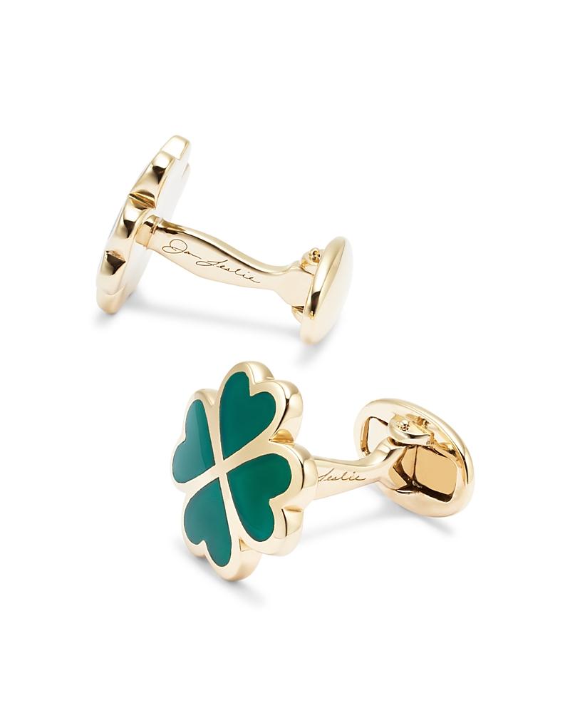 Mens Gold Vermeil and Onyx Four Leaf Clover Cufflinks Product Image