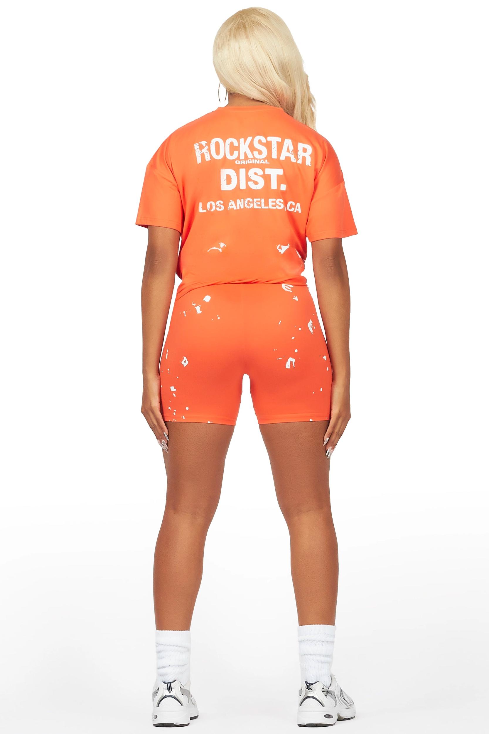Living For It Orange Bike Short Set Female Product Image