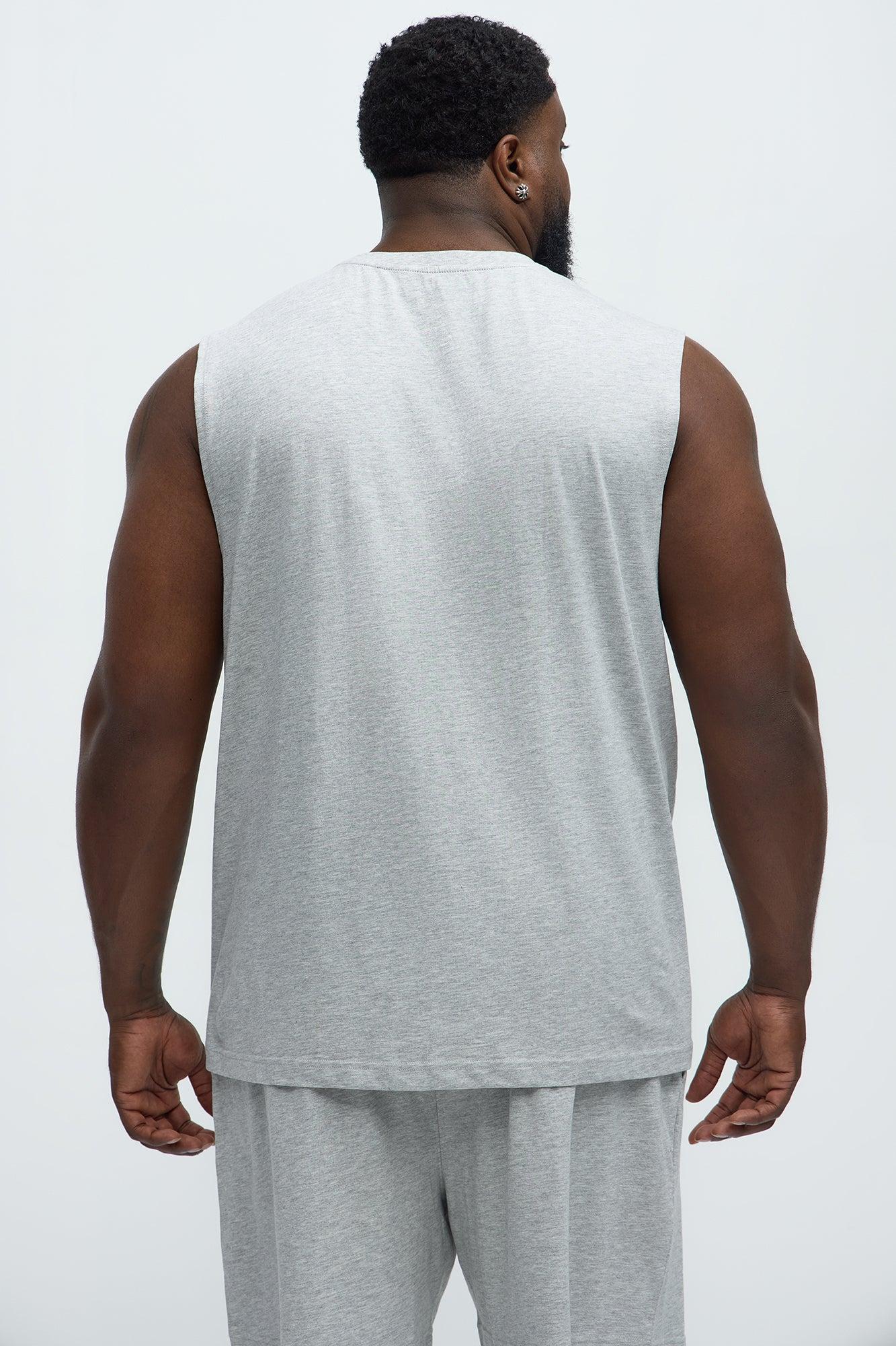 Essential Cotton Lounge Sleeveless Muscle Tee - Heather Grey Product Image