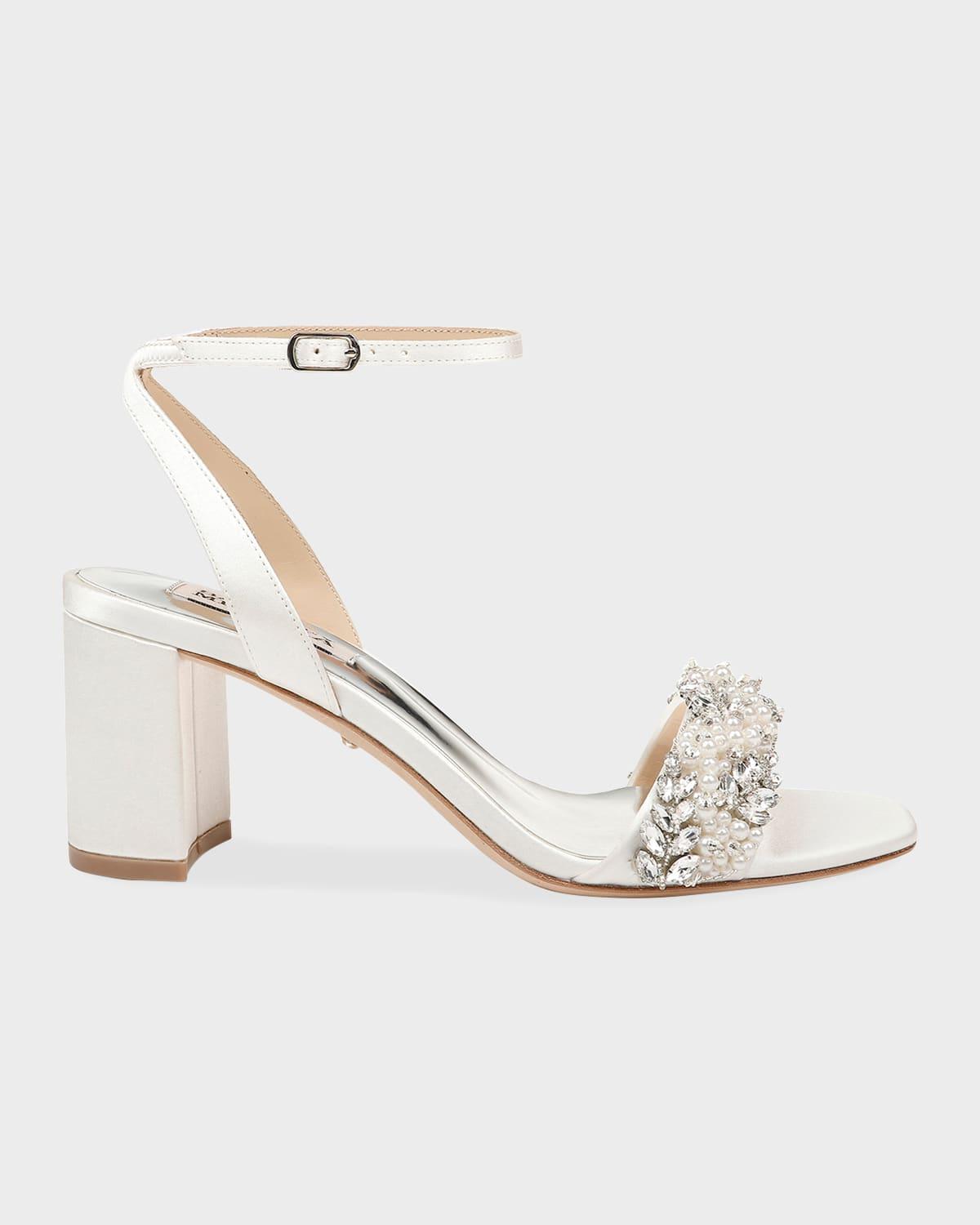 Clara Embellished Satin Cocktail Sandals Product Image