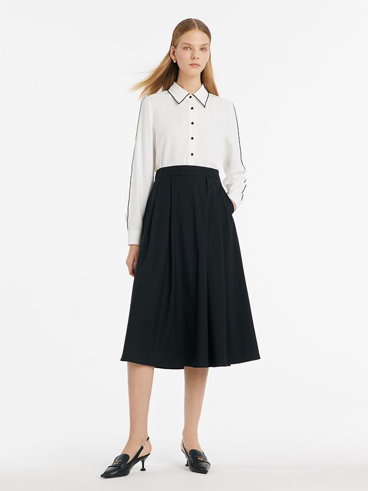 Contrast Trim Commute Women Shirt Product Image