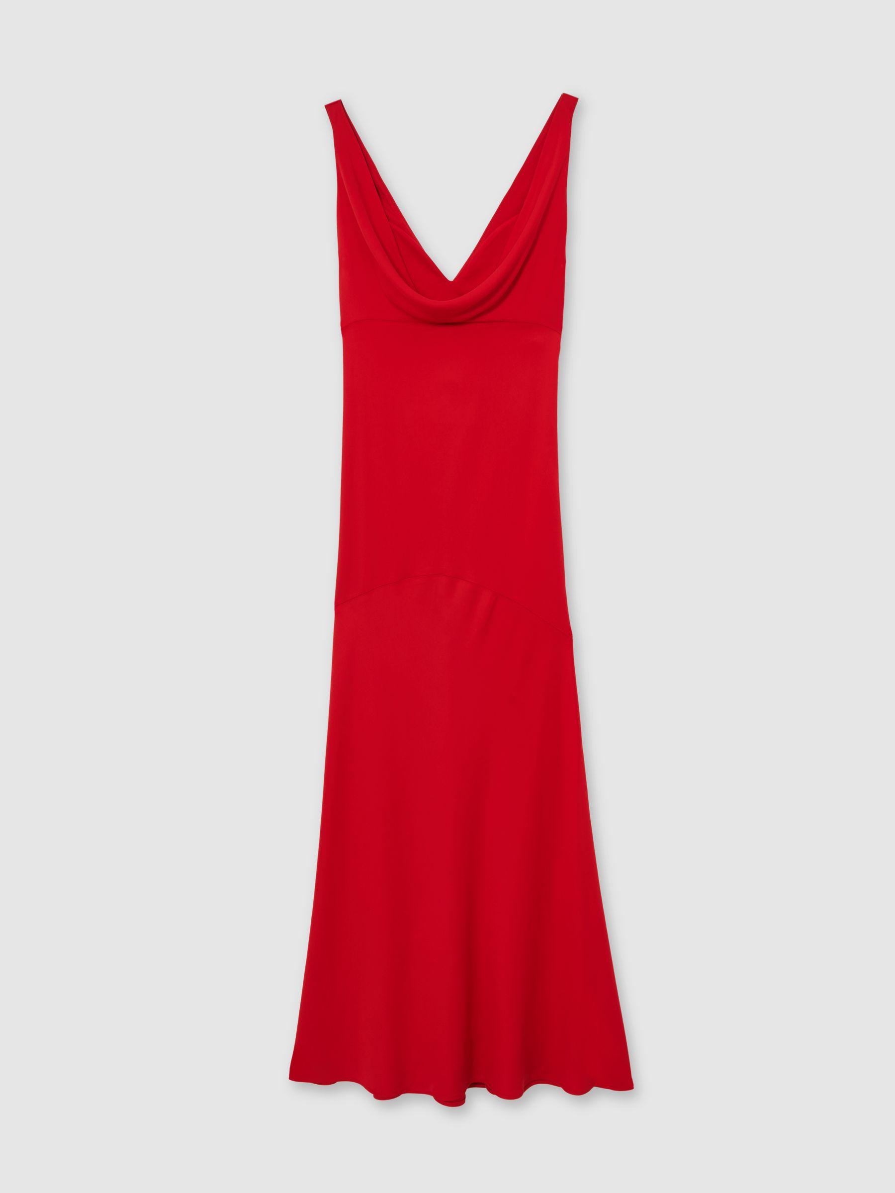 Cowl Neck Sleeveless Maxi Dress in Red Product Image