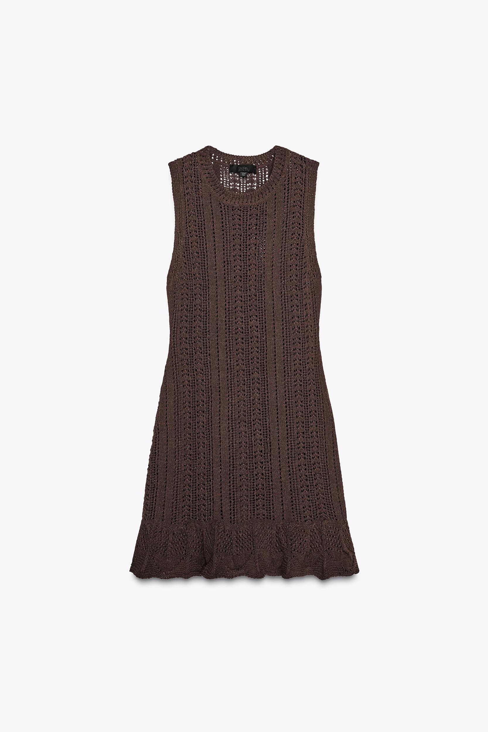 CROCHET KNIT MINI DRESS Product Image