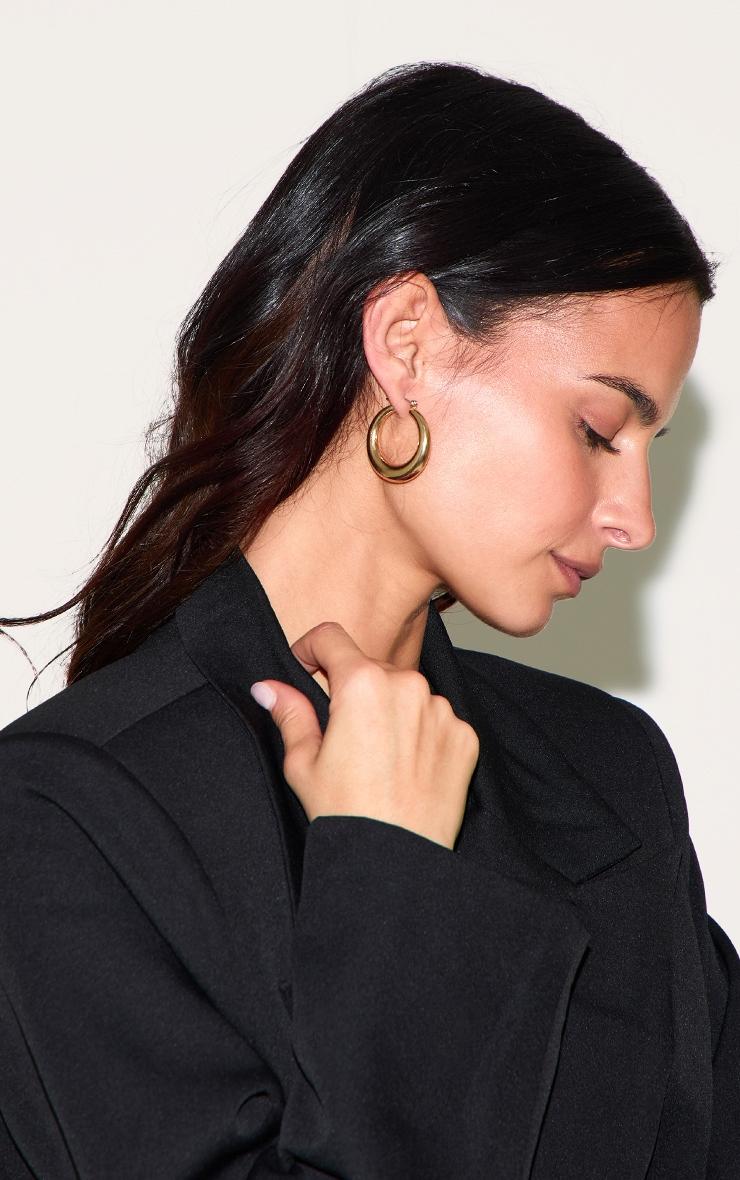 Gold Hoop Circular Earrings Product Image