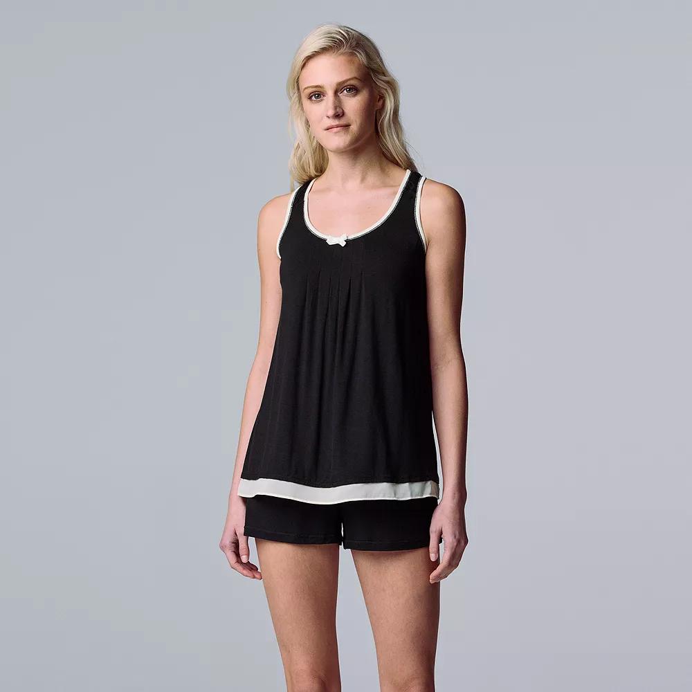 Women's Simply Vera Vera Wang Basic Luxury Tank Top & Boxer Sleep Set,  Product Image
