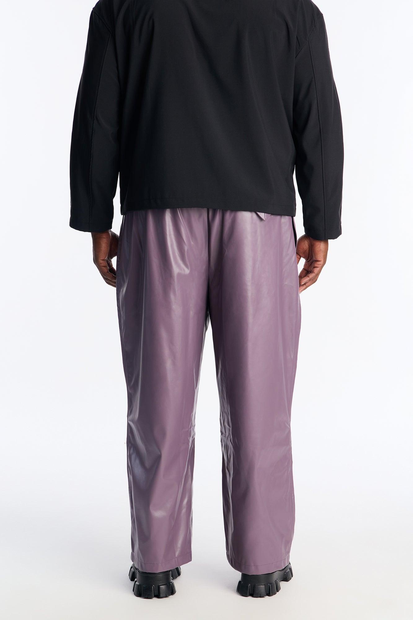 Wide Leg Faux Leather Apollo Pant - Lavender Product Image
