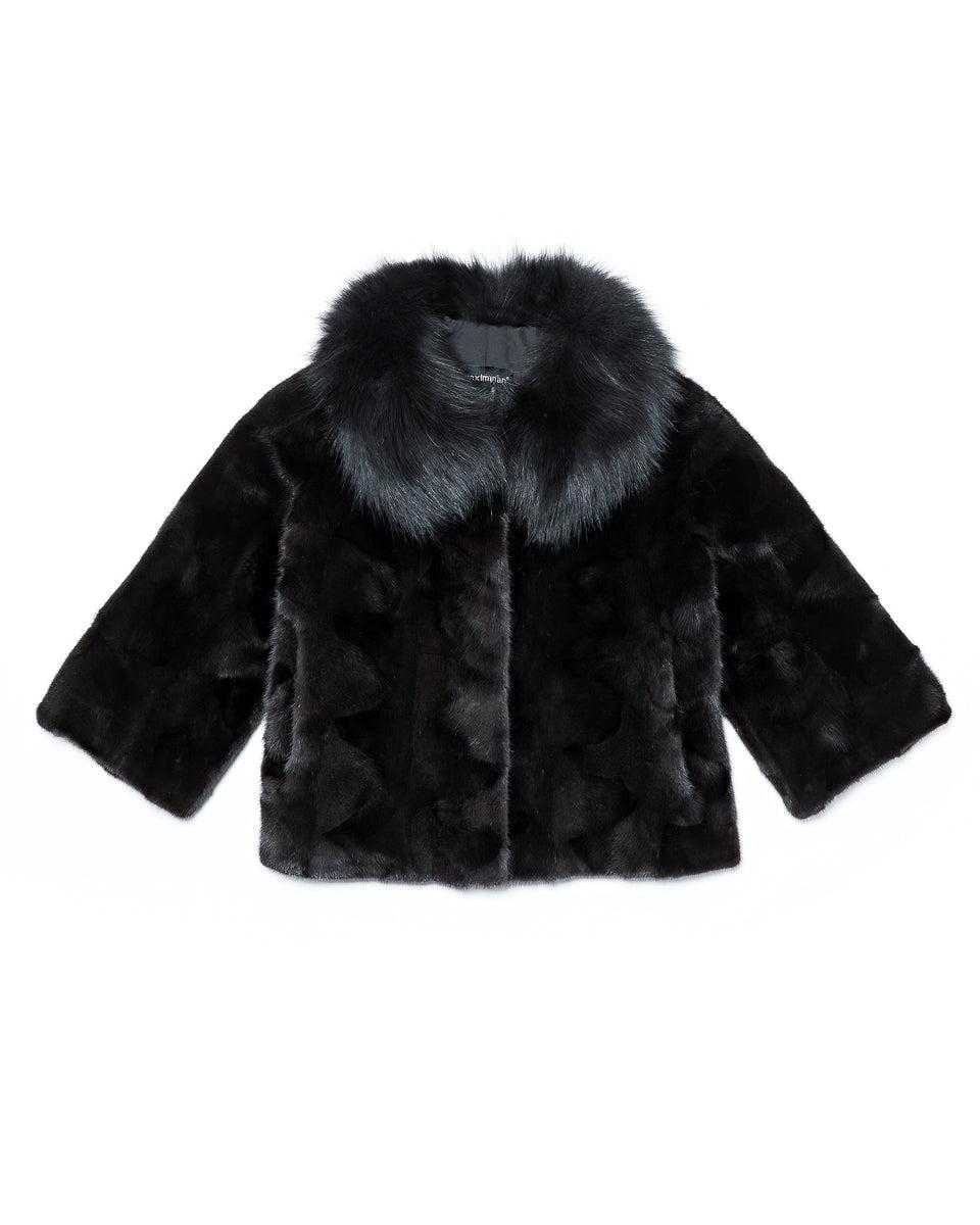 Mink Sections Jacket with Fox Sections Collar Product Image
