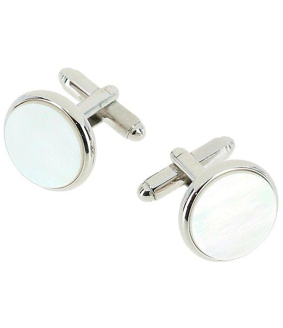 Trafalgar Sutton Round Mother Of Pearl Rhodium Cuff Links Product Image