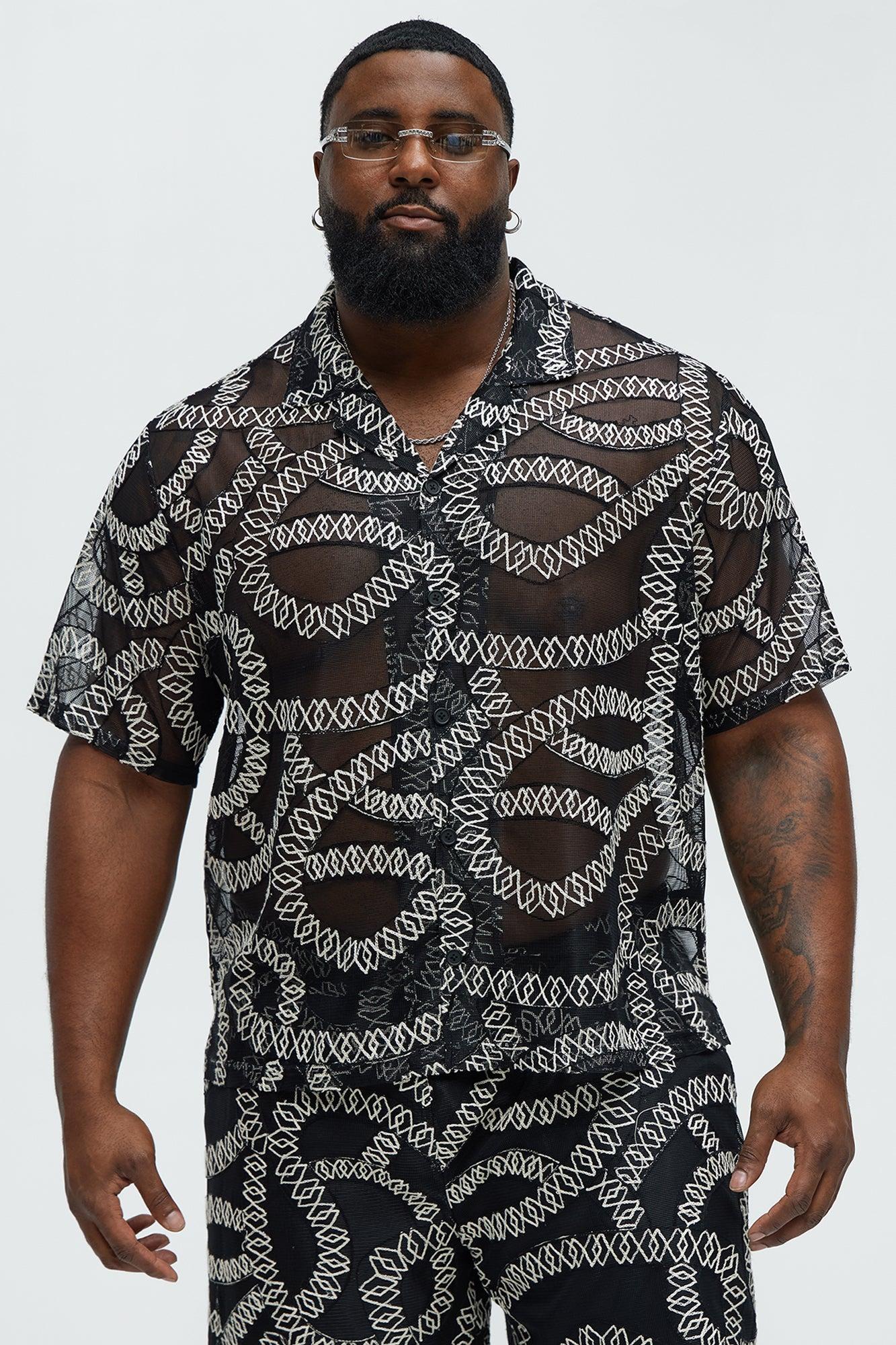 Embroidered Netting Shirt - Black Product Image