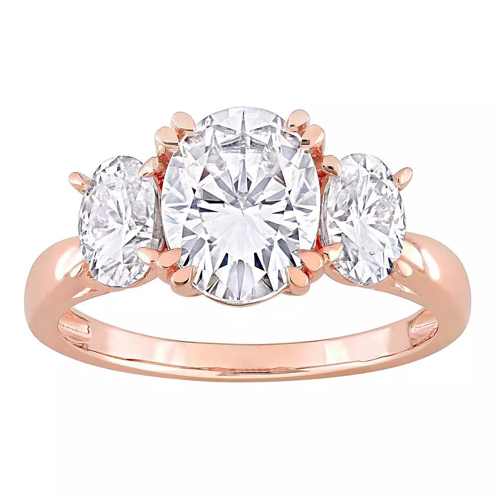 Stella Grace 10k Rose Gold Oval Lab-Created Moissanite 3-Stone Engagement Ring, Women's,  Product Image