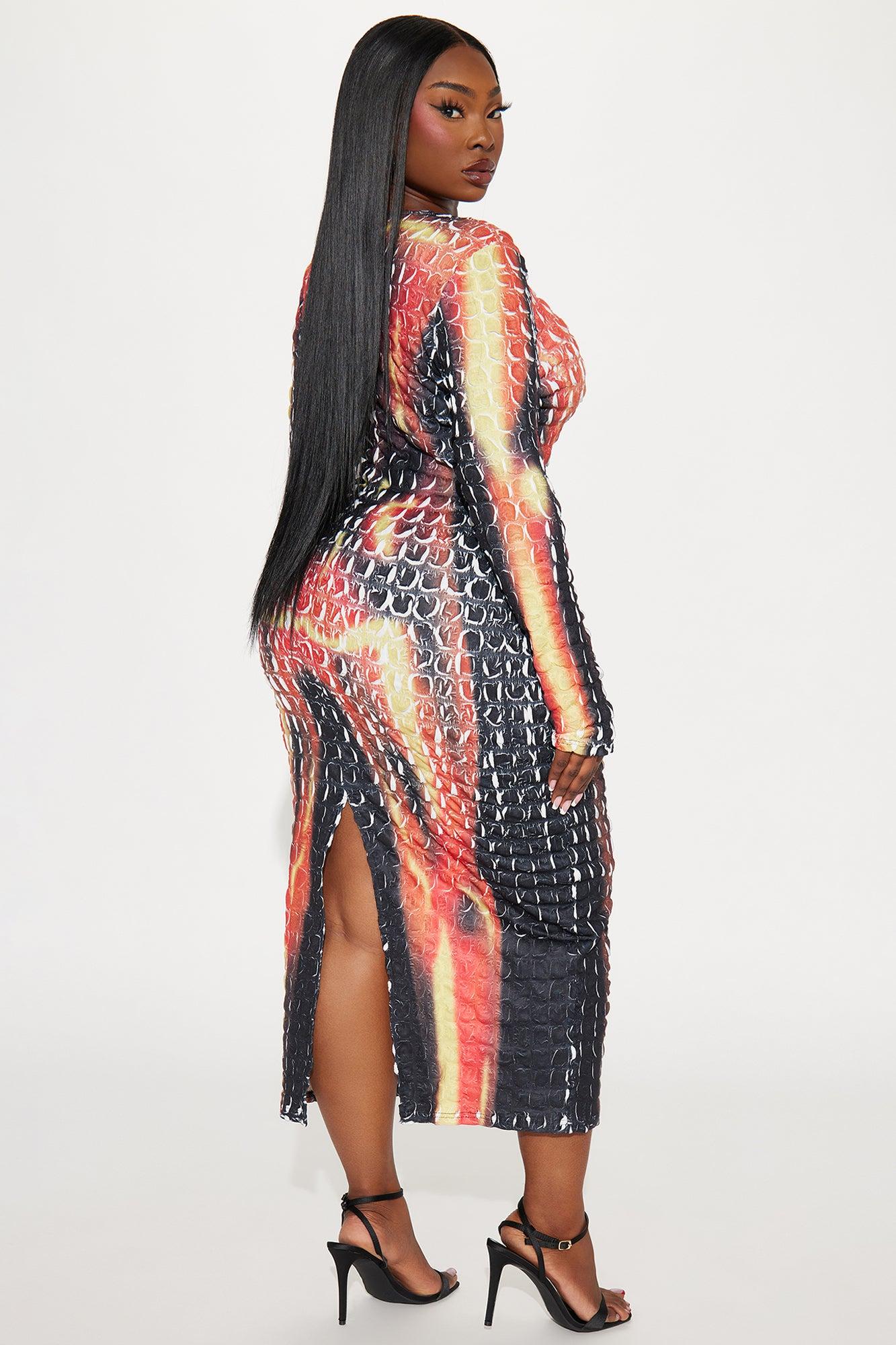 Feelin' The Body Heat Maxi Dress - Orange/combo Product Image