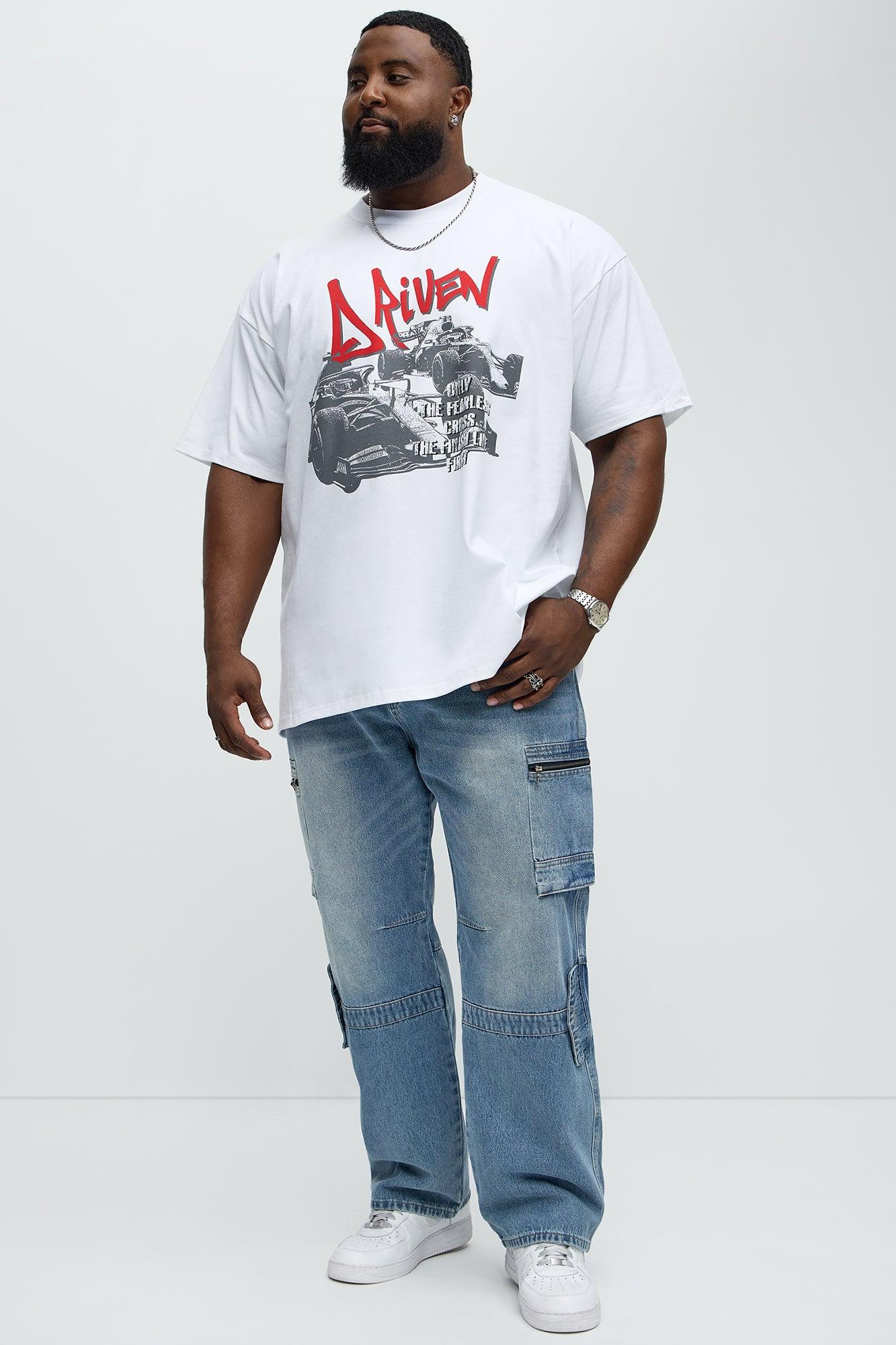 Driven To Win Oversized Short Sleeve Tee - White Male Product Image