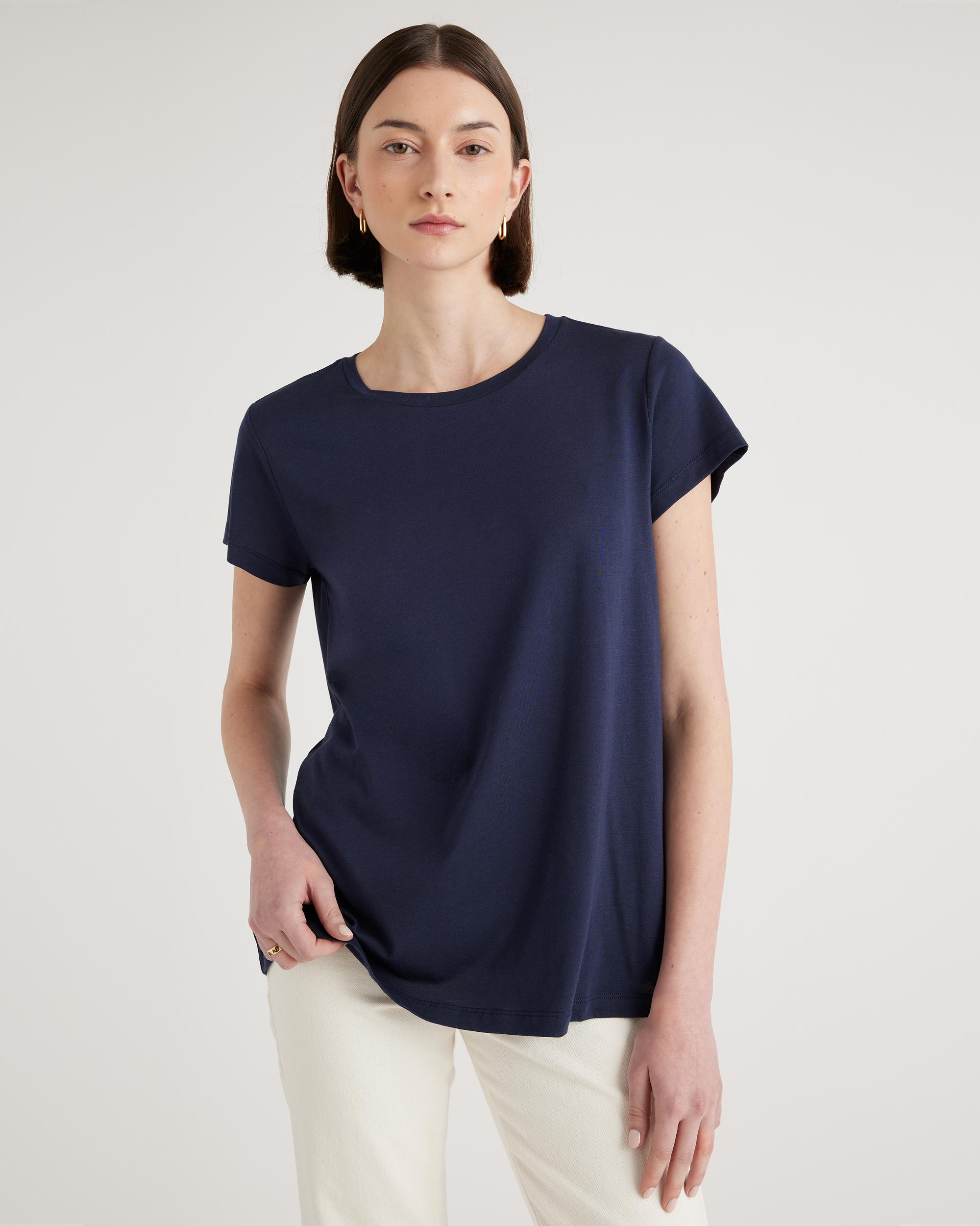 Quince | Women's Cotton Modal Crew Neck Swing T-Shirt Size XS, Cotton/Modal Product Image