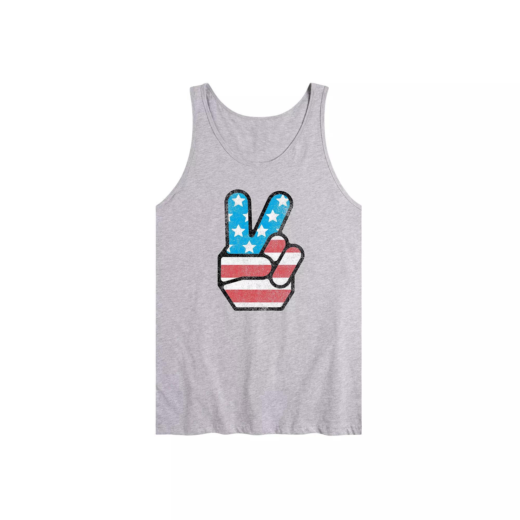 Men's USA Flag Peace Tank Top, Size: Medium, Gray Product Image