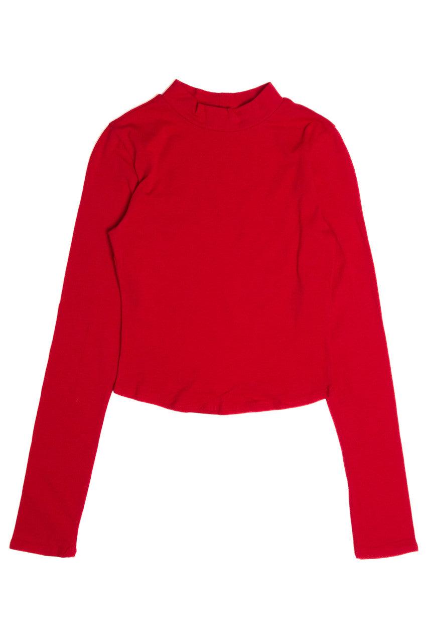 Red Long Sleeve Mock Neck Top Product Image