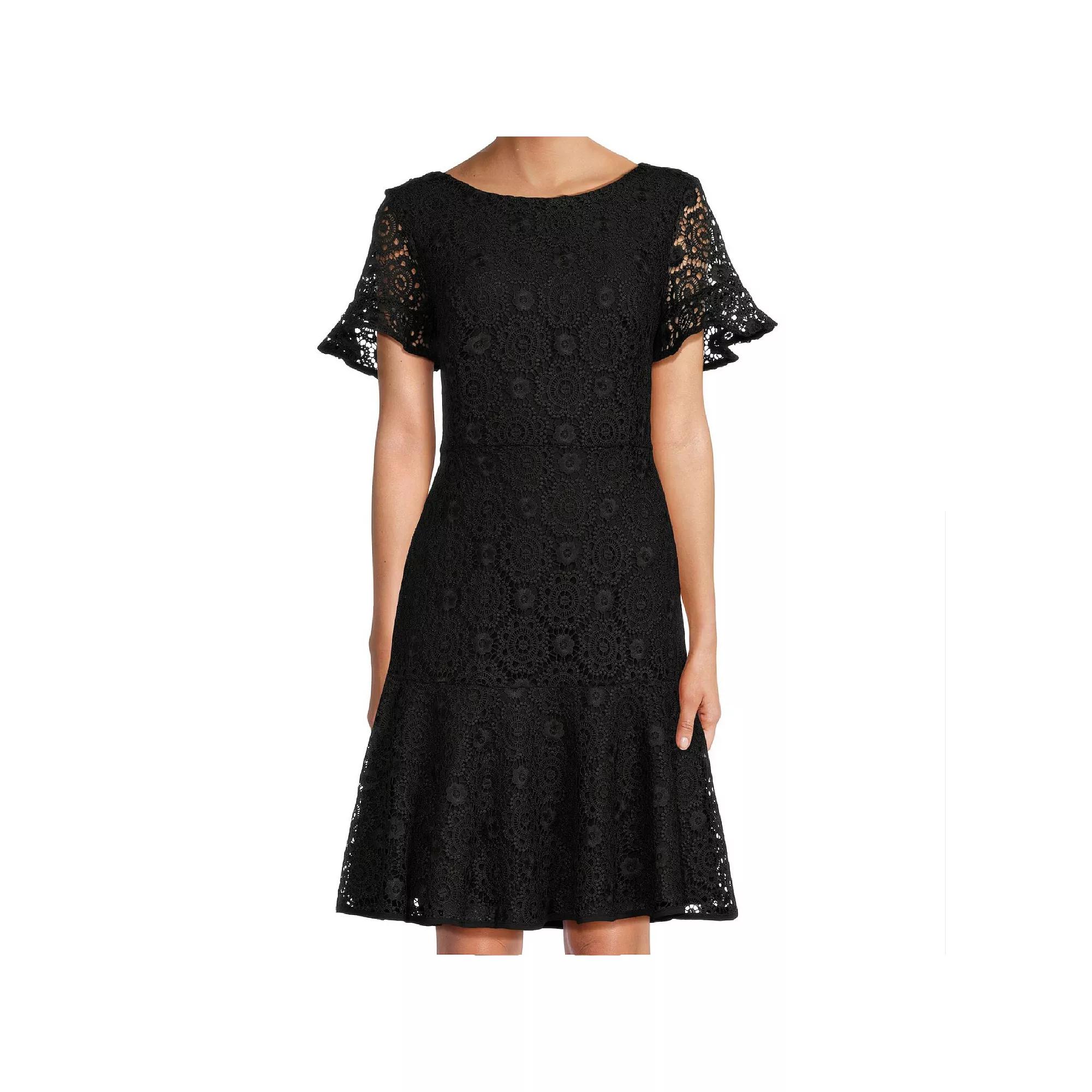 Women's Focus By Shani Lace Dress with Flounce Hem,  Product Image