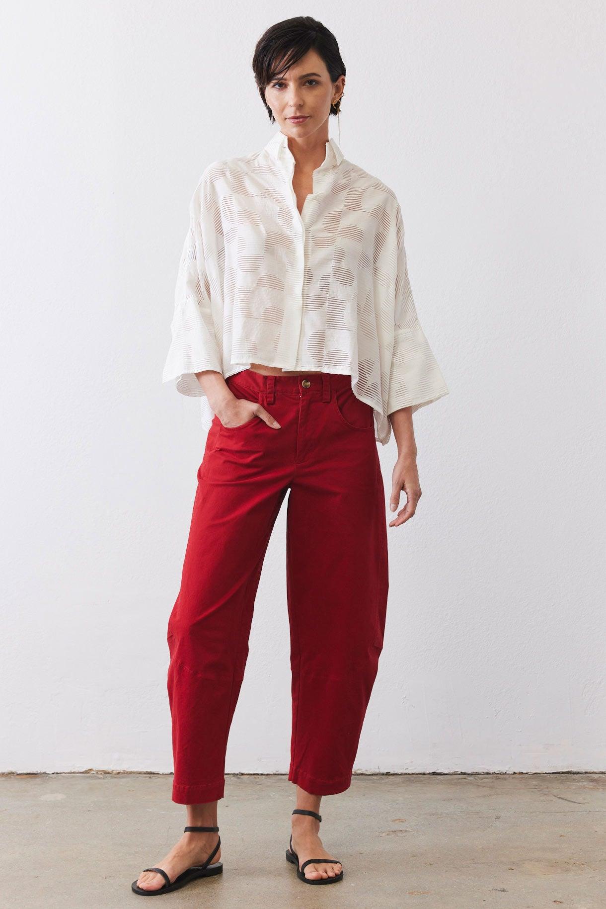 Oversized Geo Sheer Cropped Blouse Product Image