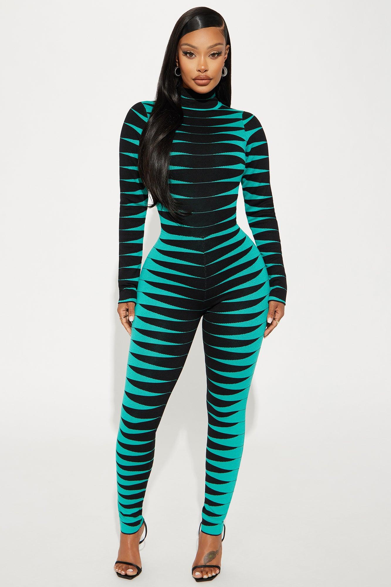 Made For Fun Sweater Jumpsuit - Blue/combo Female Product Image