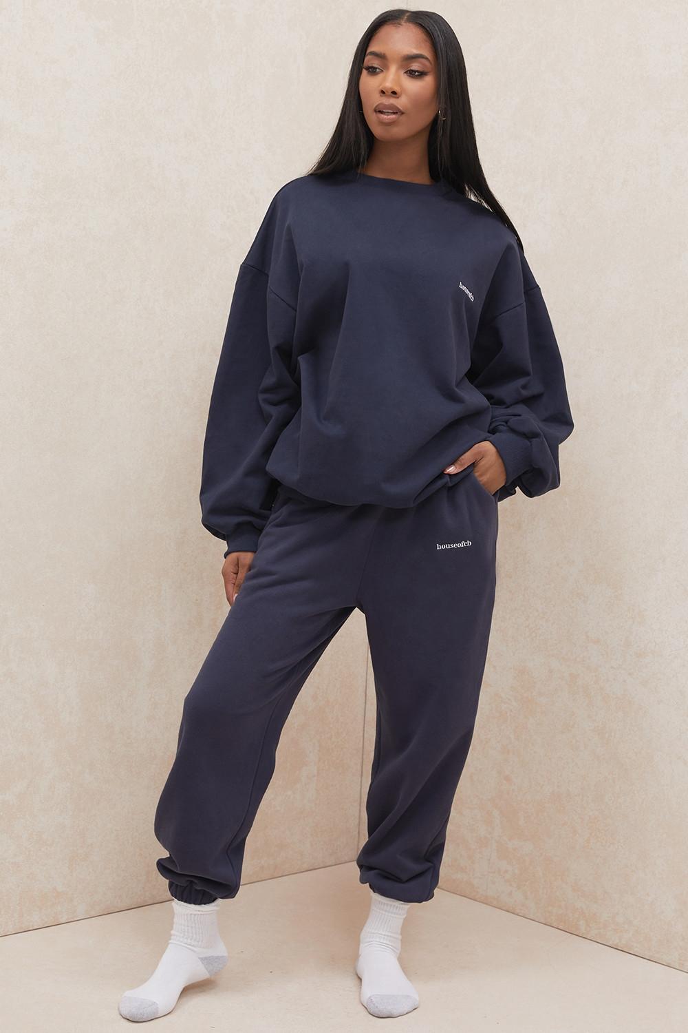 Sky  navy fleece back jogging trousers Product Image