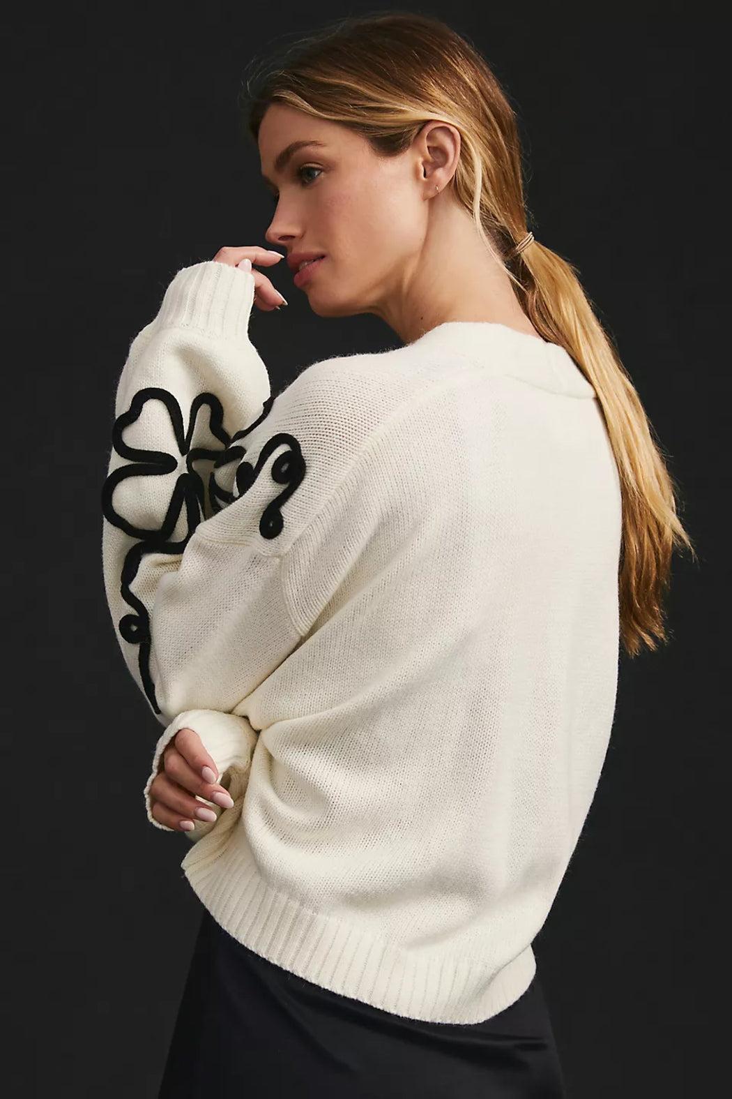 Cropped Flower Squiggle Cardigan Product Image