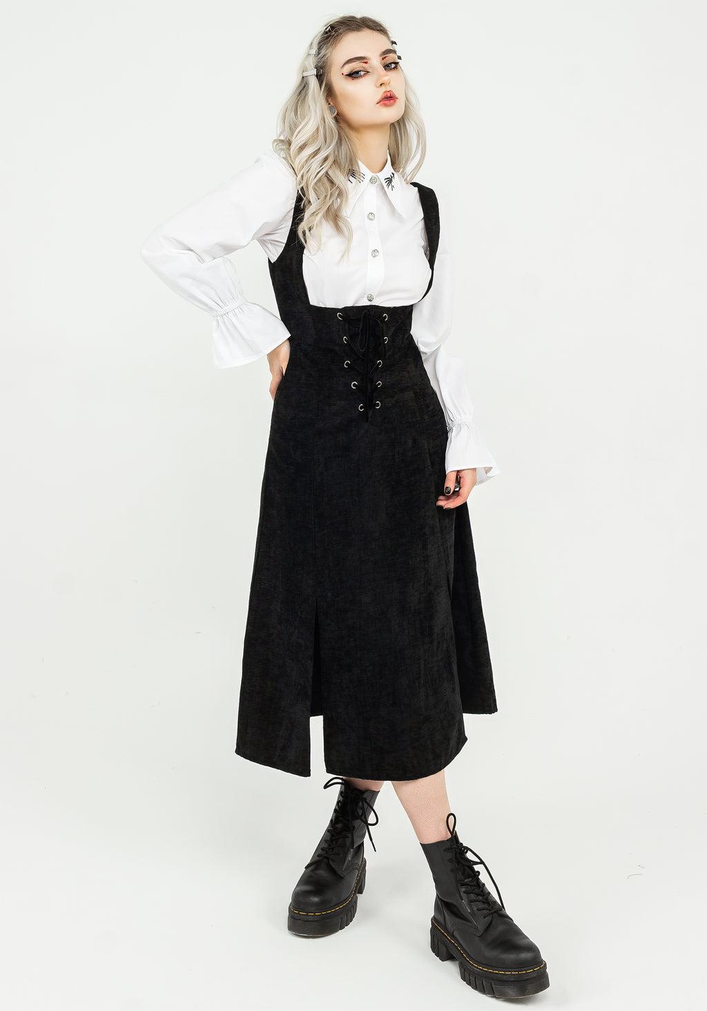 Valar Lace Up Midi Pinafore Dress Product Image
