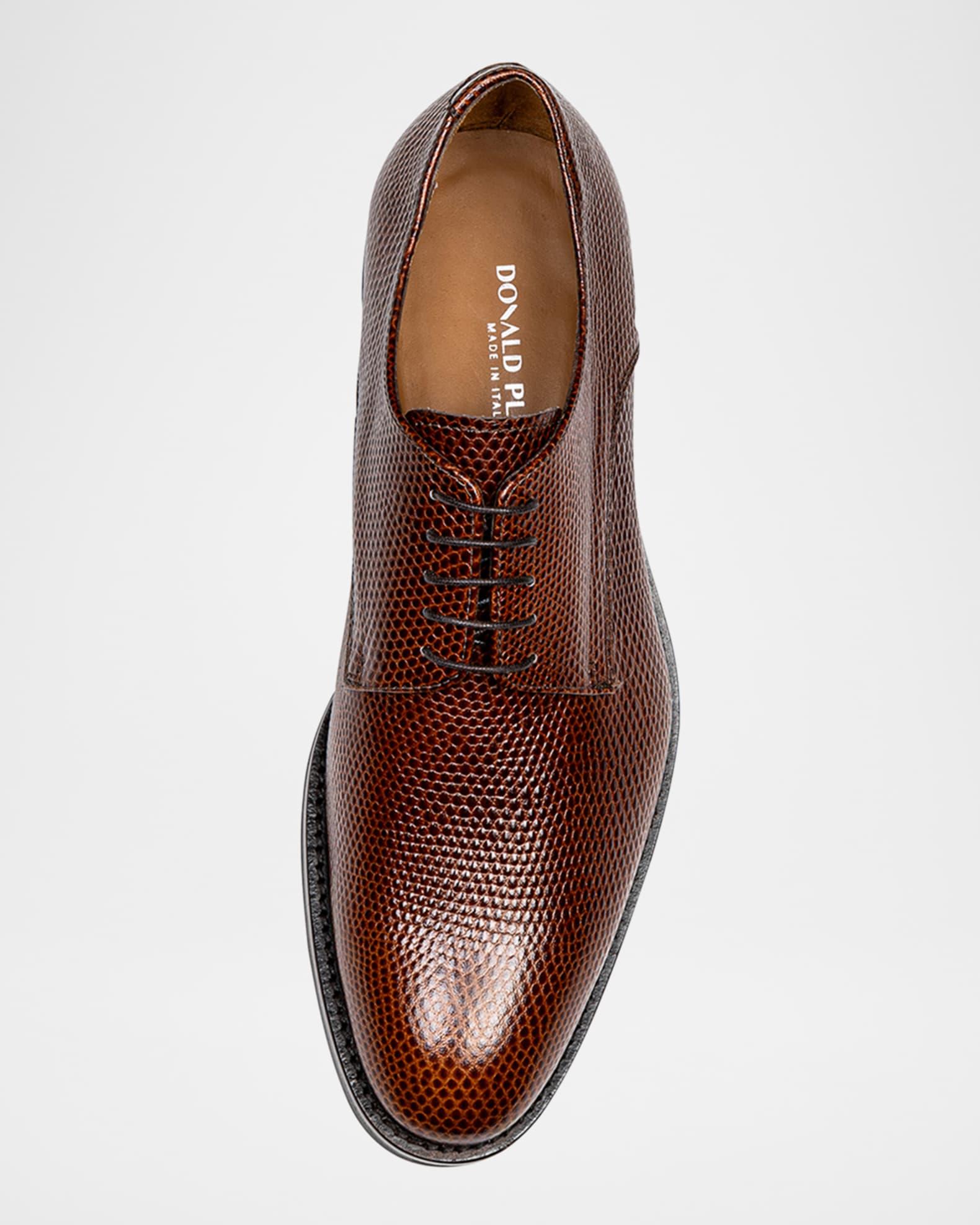 Men's Russell Lizard-Print Leather Derby Shoes Product Image