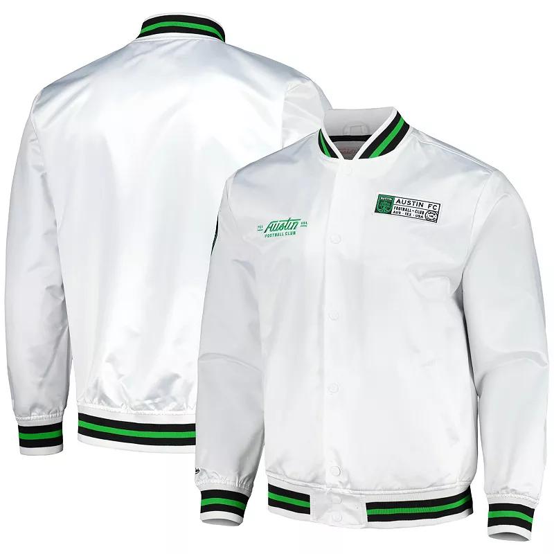 Men's Mitchell & Ness White Austin FC City Full-Snap Satin Jacket,  Product Image