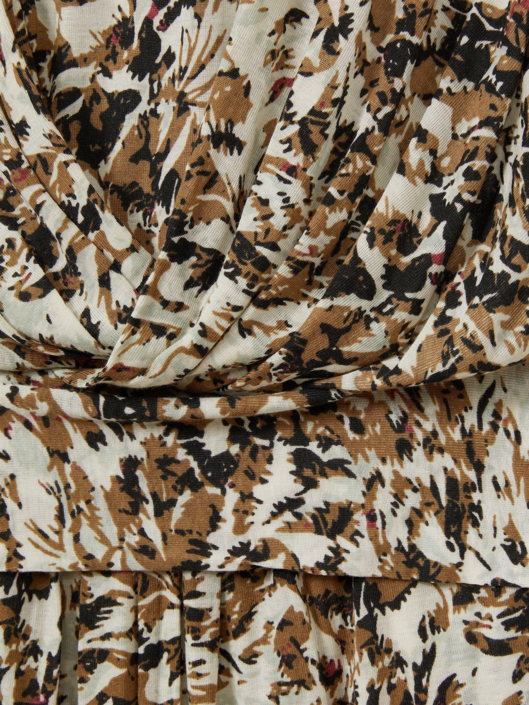 Wool-Blend Floral-Print Jersey Dress in Khaki/Cream Product Image