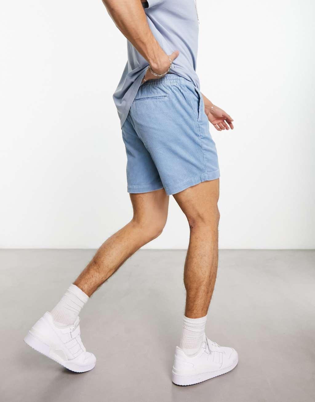 Polo Ralph Lauren Prepster flat front cord chino shorts classic oversized fit in light blue Product Image