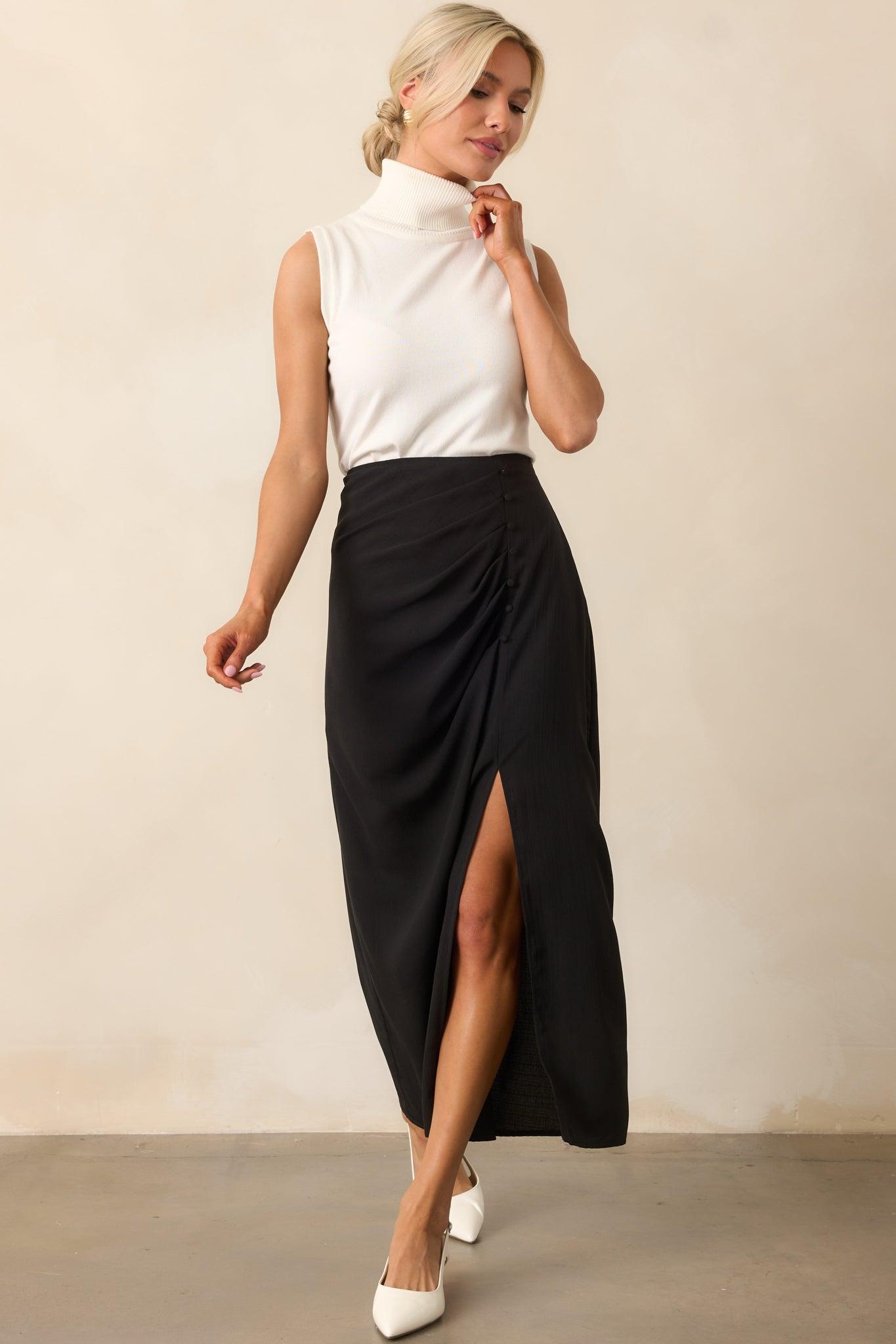 Nocturne Niche Black Midi Skirt Product Image
