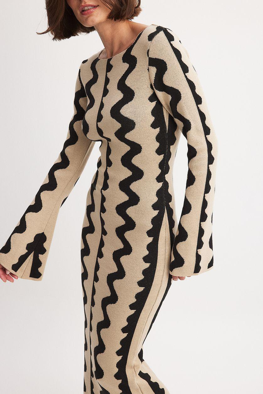 Wide Sleeve Knitted Maxi Dress Multicolor Product Image