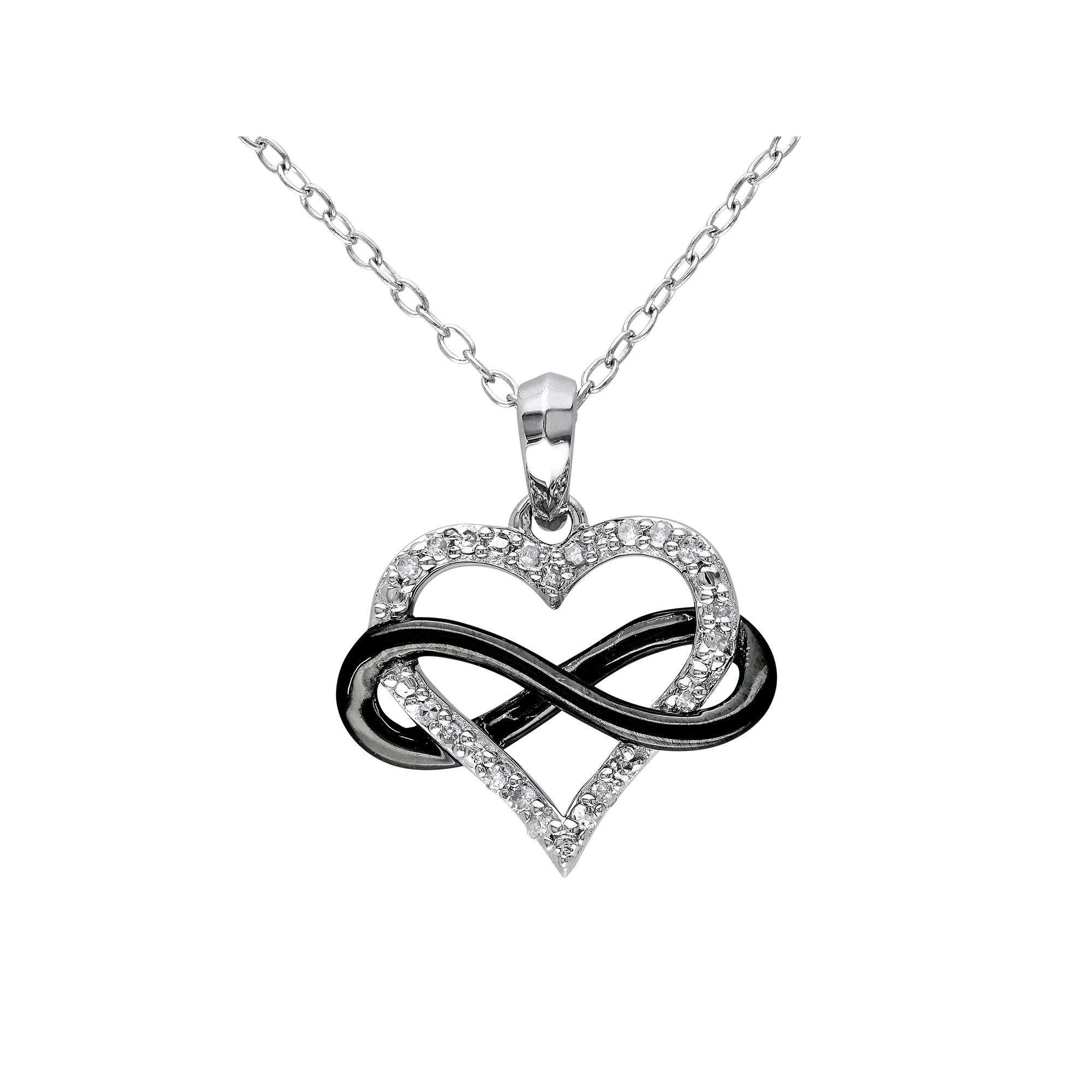 Stella Grace 1/10 Carat T.W. Diamond Sterling Silver Two Tone Infinity Heart Pendant, Women's, Size: 18", White Product Image