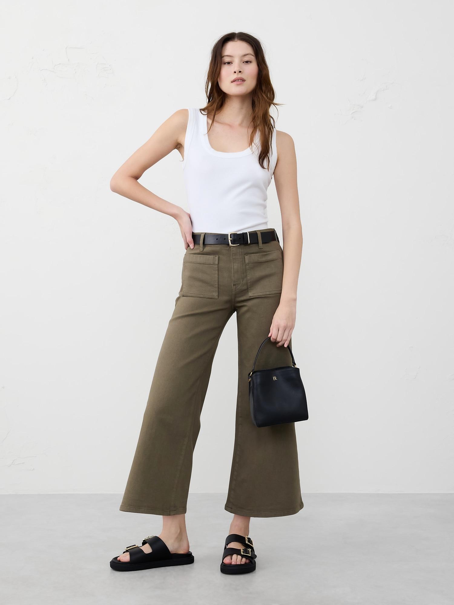Wide-Leg High-Rise Patch Pocket Cropped Jean Product Image