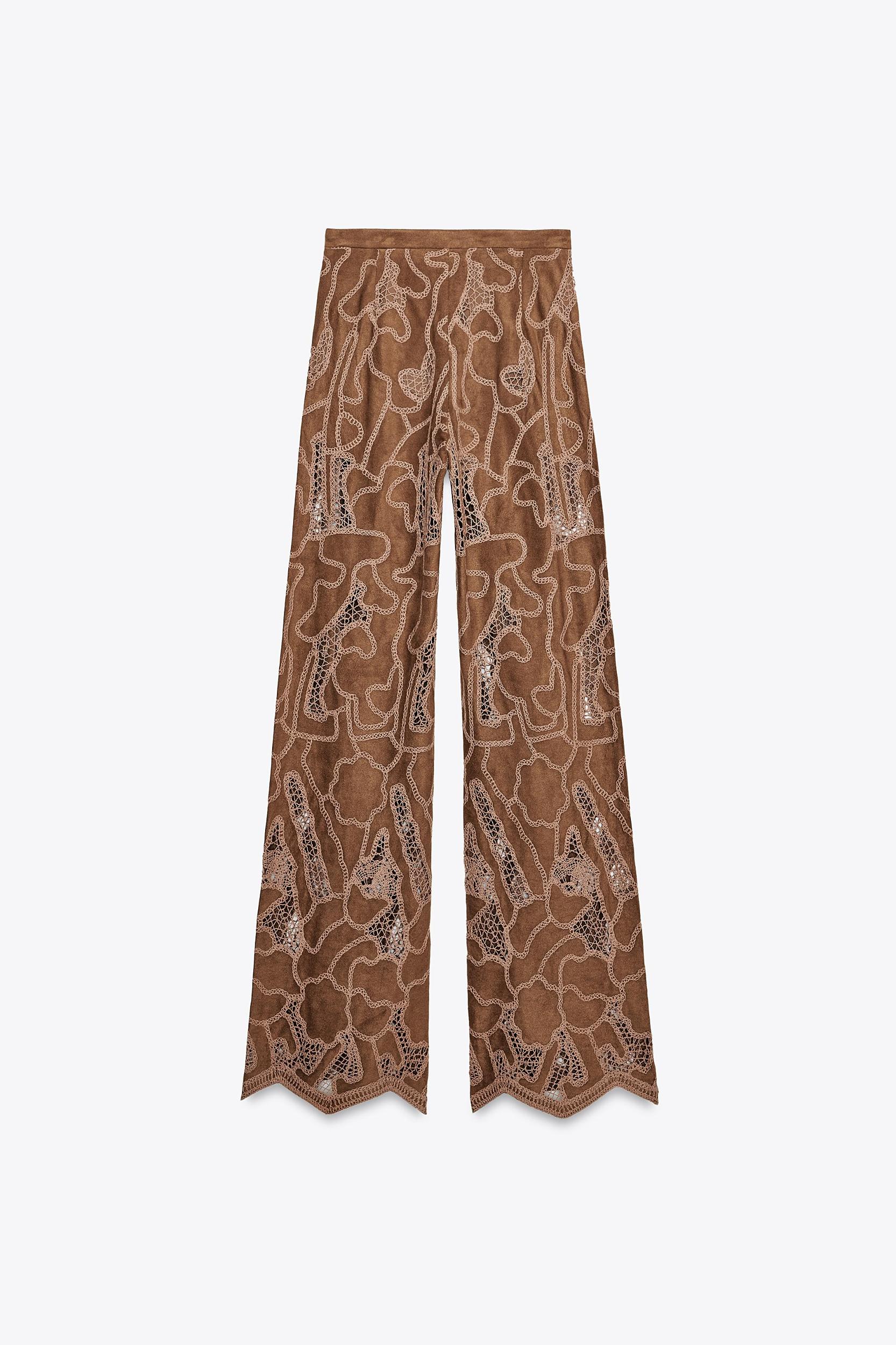 FAUX SUEDE CROCHET PANTS Product Image