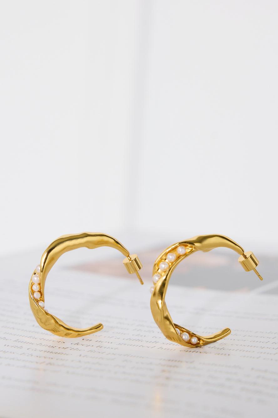 18k Gold Plated Chic Open Hoop Earrings Gold Product Image