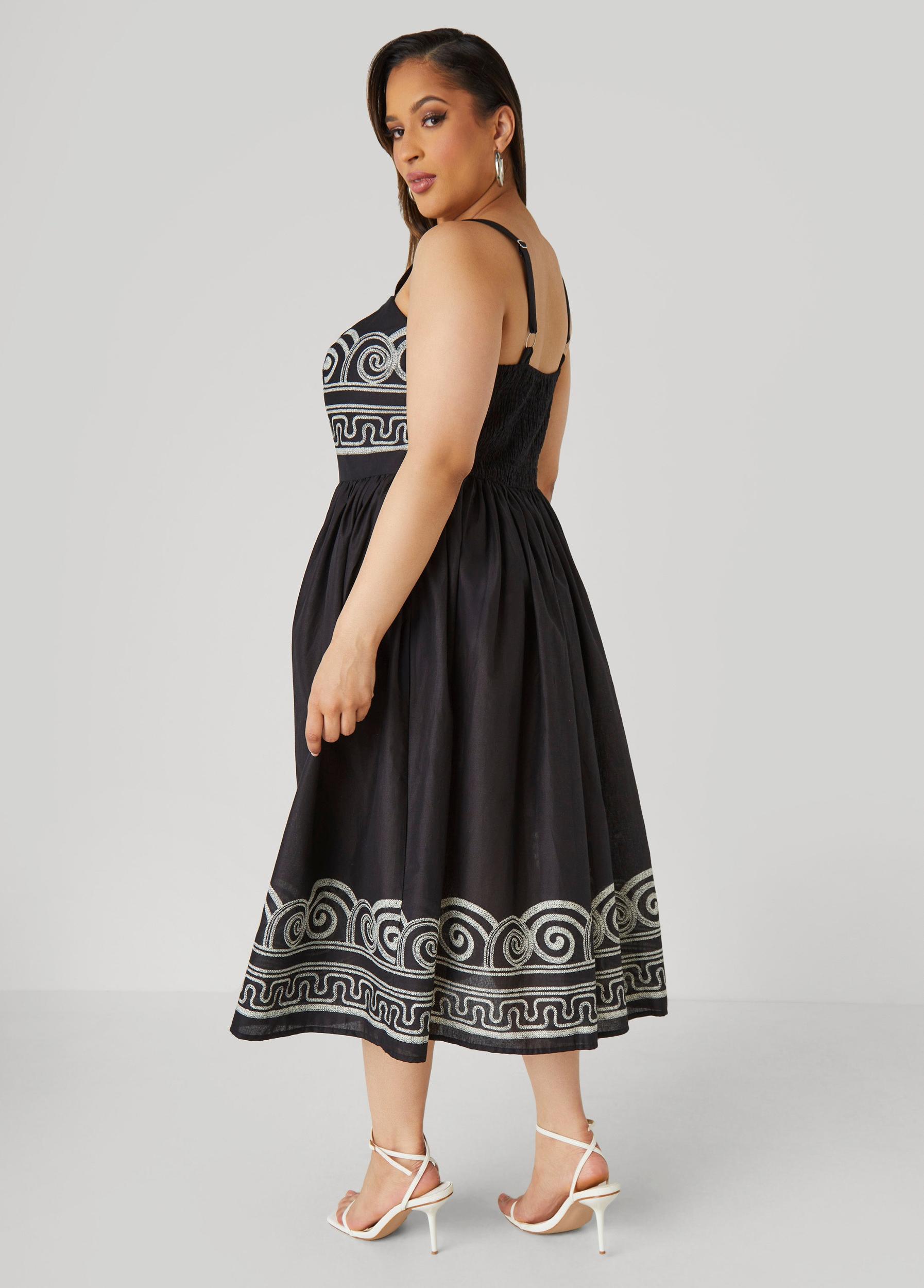 Plus Size Scroll Print Cotton Dress Ashley Stewart Product Image
