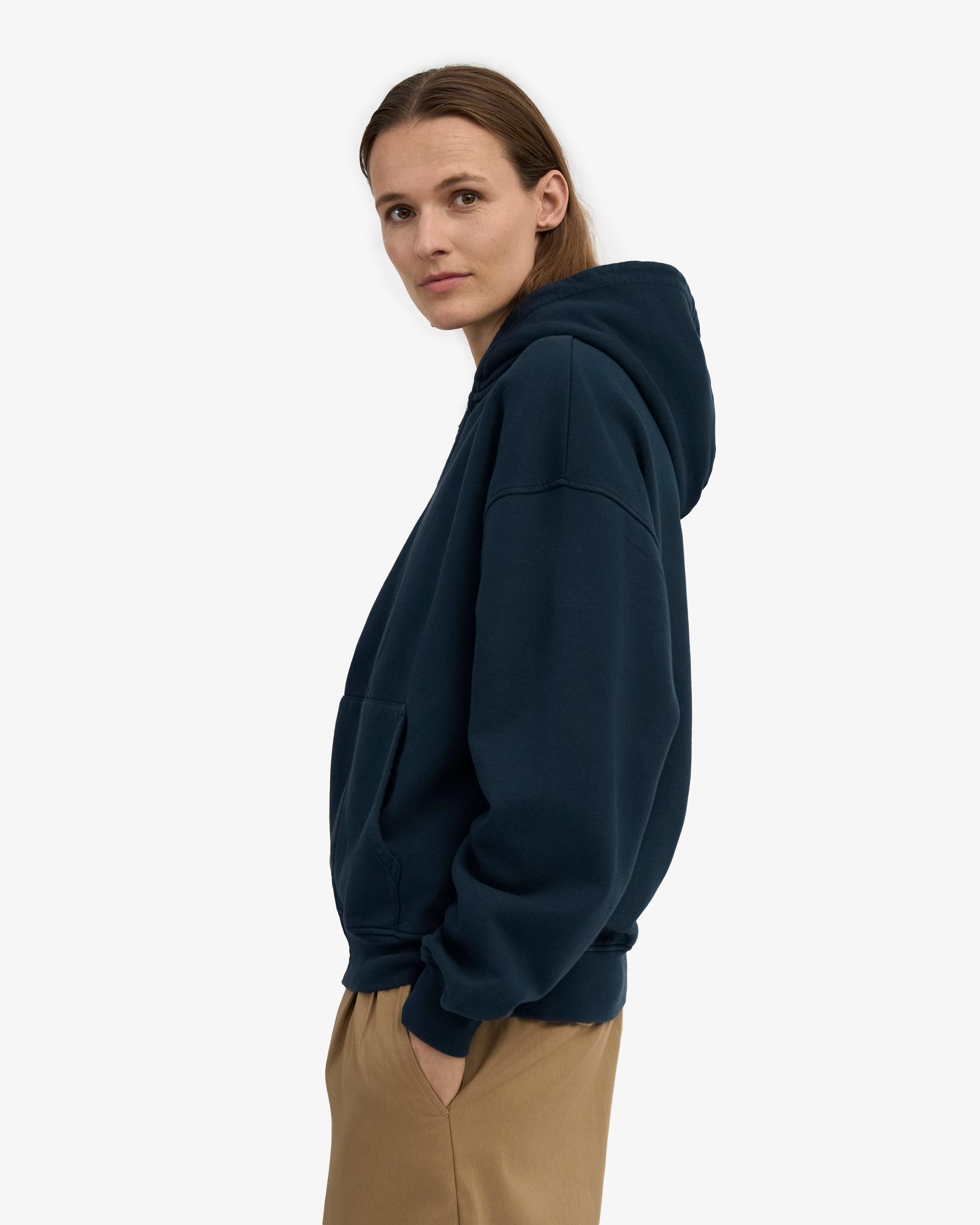 Organic Oversized Zip Hood - Navy Blue Product Image