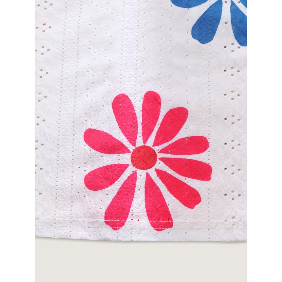 Plus Size Textured Floral Print Flowy T-Shirt WhiteSmoke Women Texture Round Neck Everyday-Elegant T-shirts BloomChic 14-16/1X Product Image