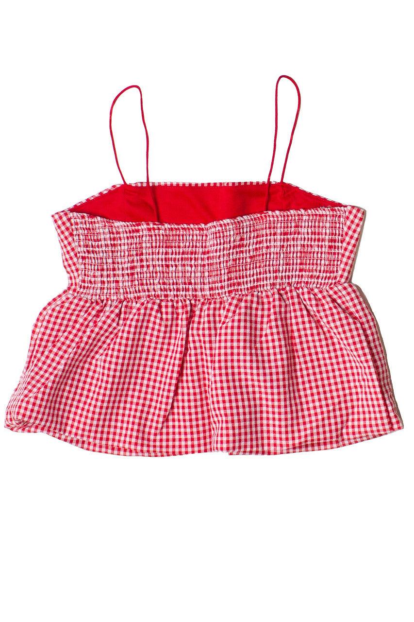 Gingham Peplum Bubble Hem Tank Top Product Image