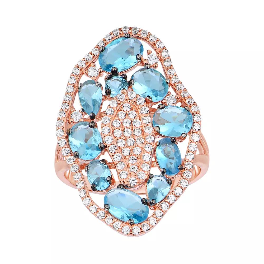 Oro Leoni Sterling Silver Cubic Zirconia Cluster Ring, Women's,  Product Image