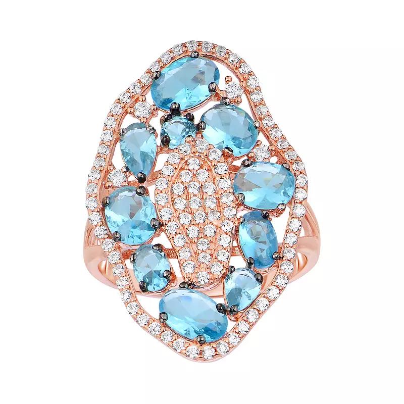 Oro Leoni Sterling Silver Cubic Zirconia Cluster Ring, Women's,  Product Image