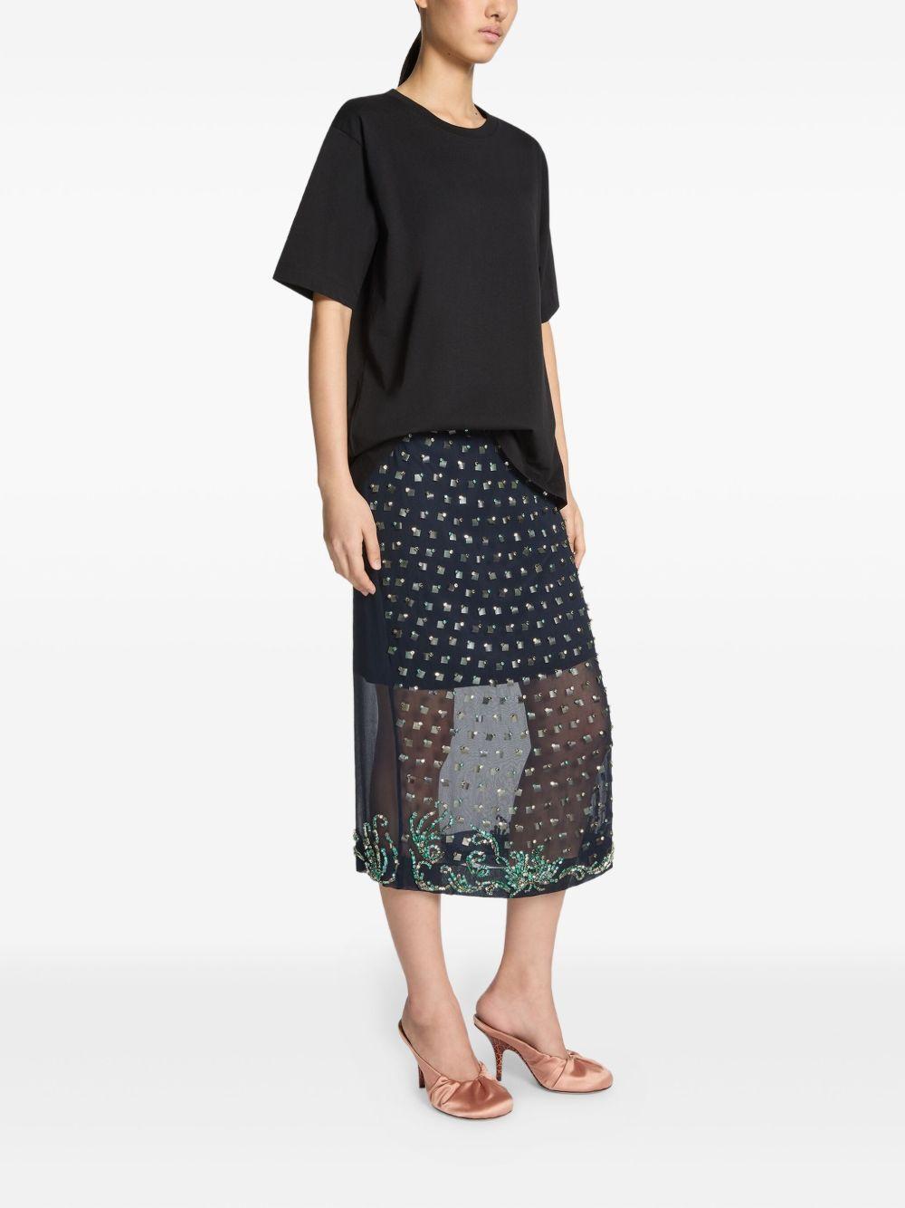 rhinestone-embellished sheer-panel skirt Product Image