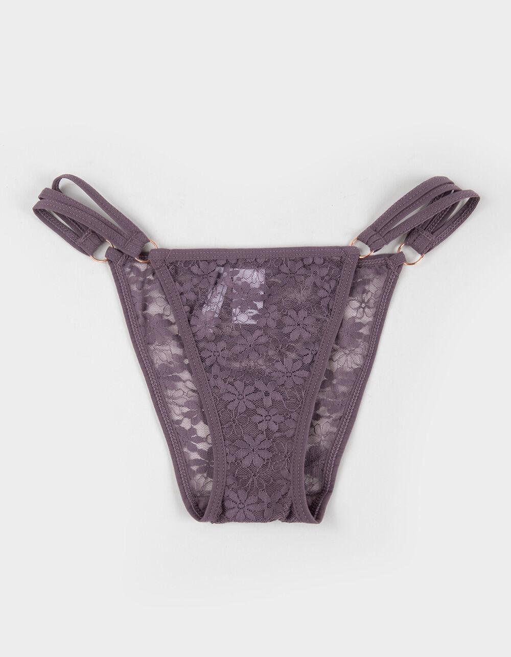 FULL TILT Side Strappy Lace Cheeky Panties - MAROON Product Image