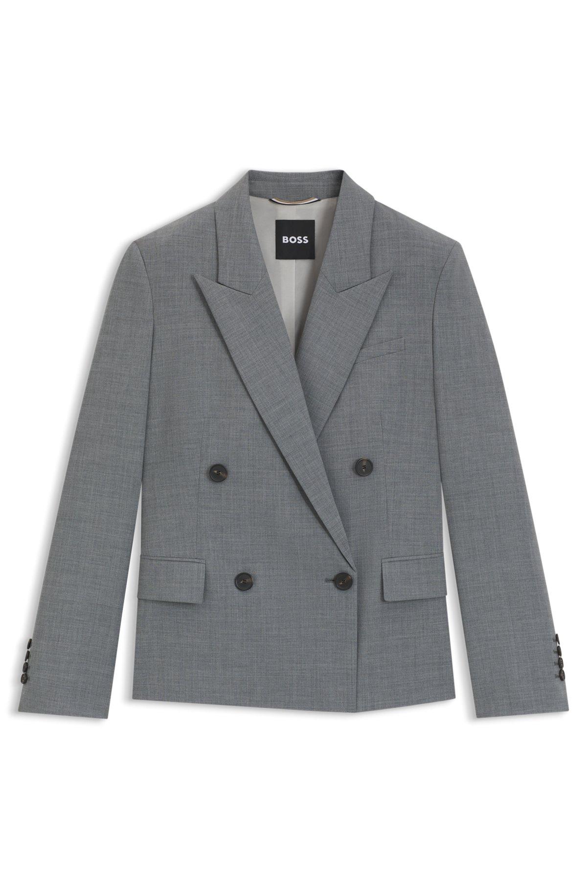 BOSS - Regular-fit blazer in melange virgin wool - Dark Grey Product Image